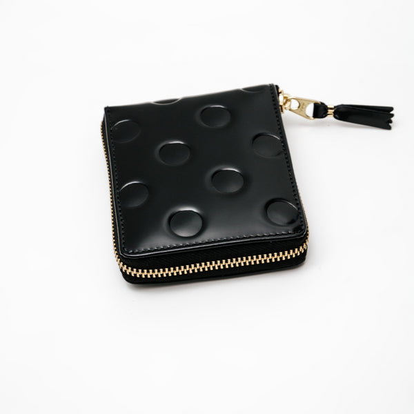 Embossed Polka Dots Small Full Zip Wallet Black - SA7100NE