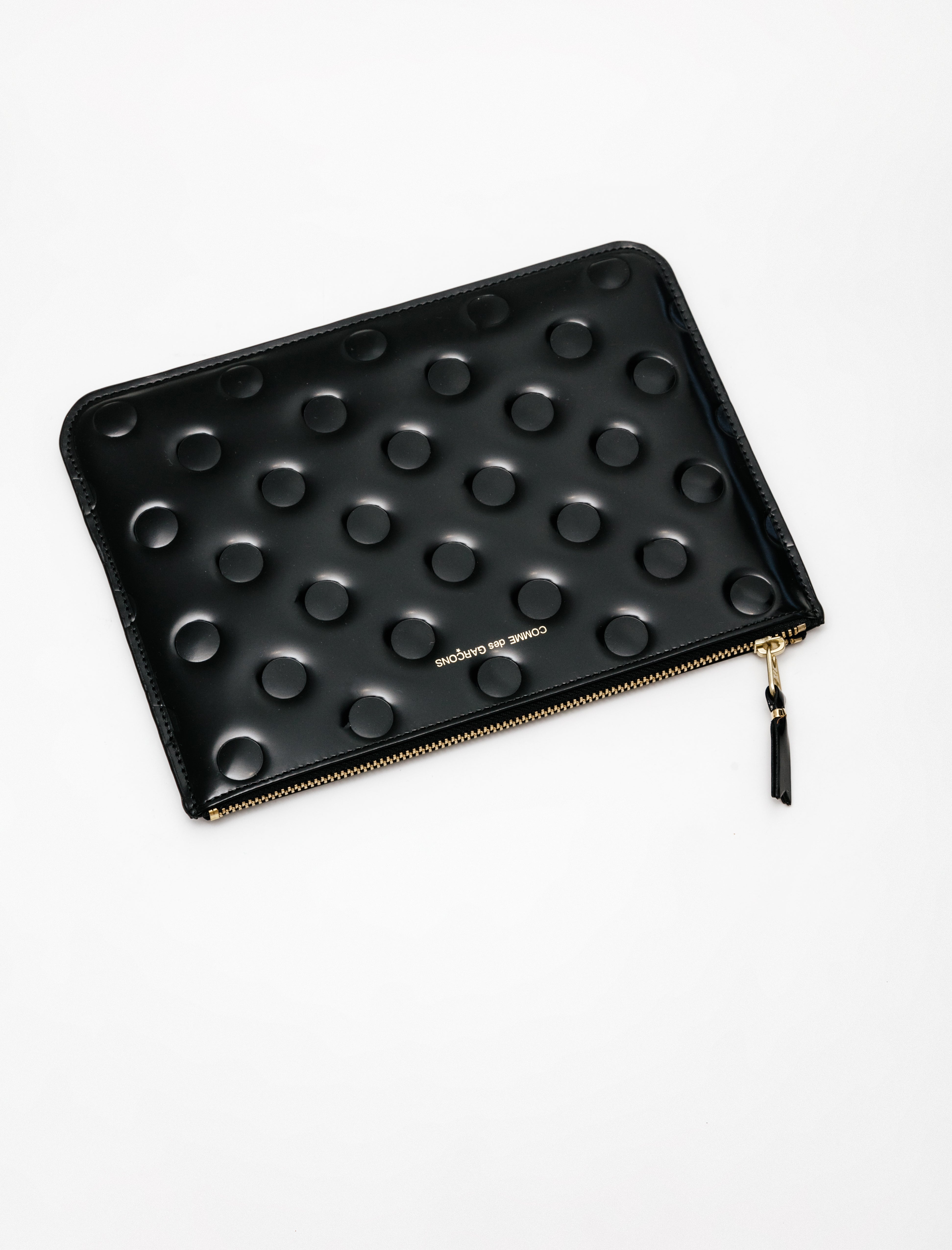 Polka Dots Embossed Classic Zip Large Wallet Black SA5100NE