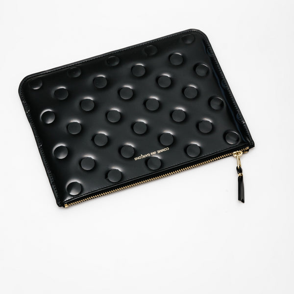 Polka Dots Embossed Classic Zip Large Wallet Black - SA5100NE
