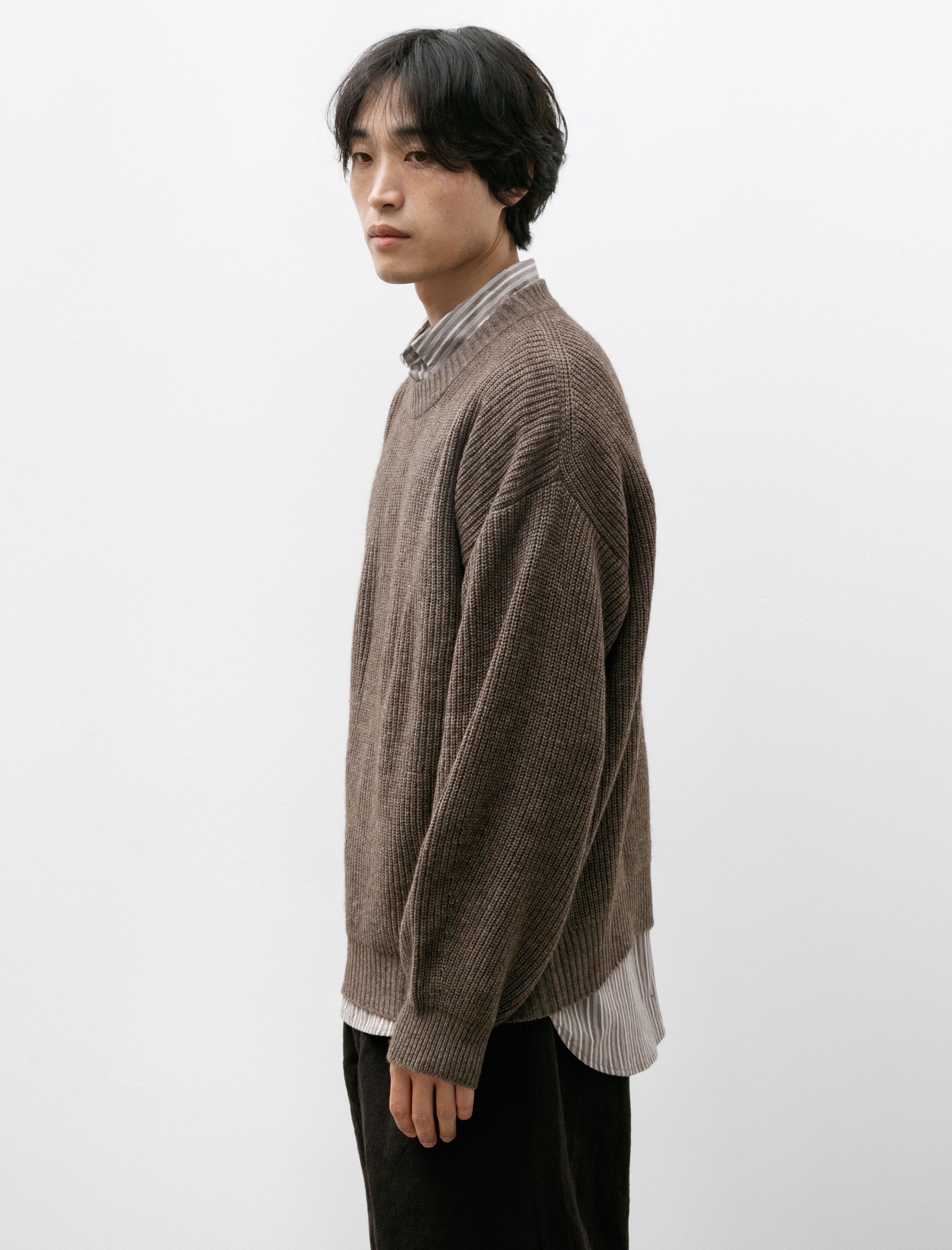 Evan Kinori Big Sweater Yak Wool Natural Brown