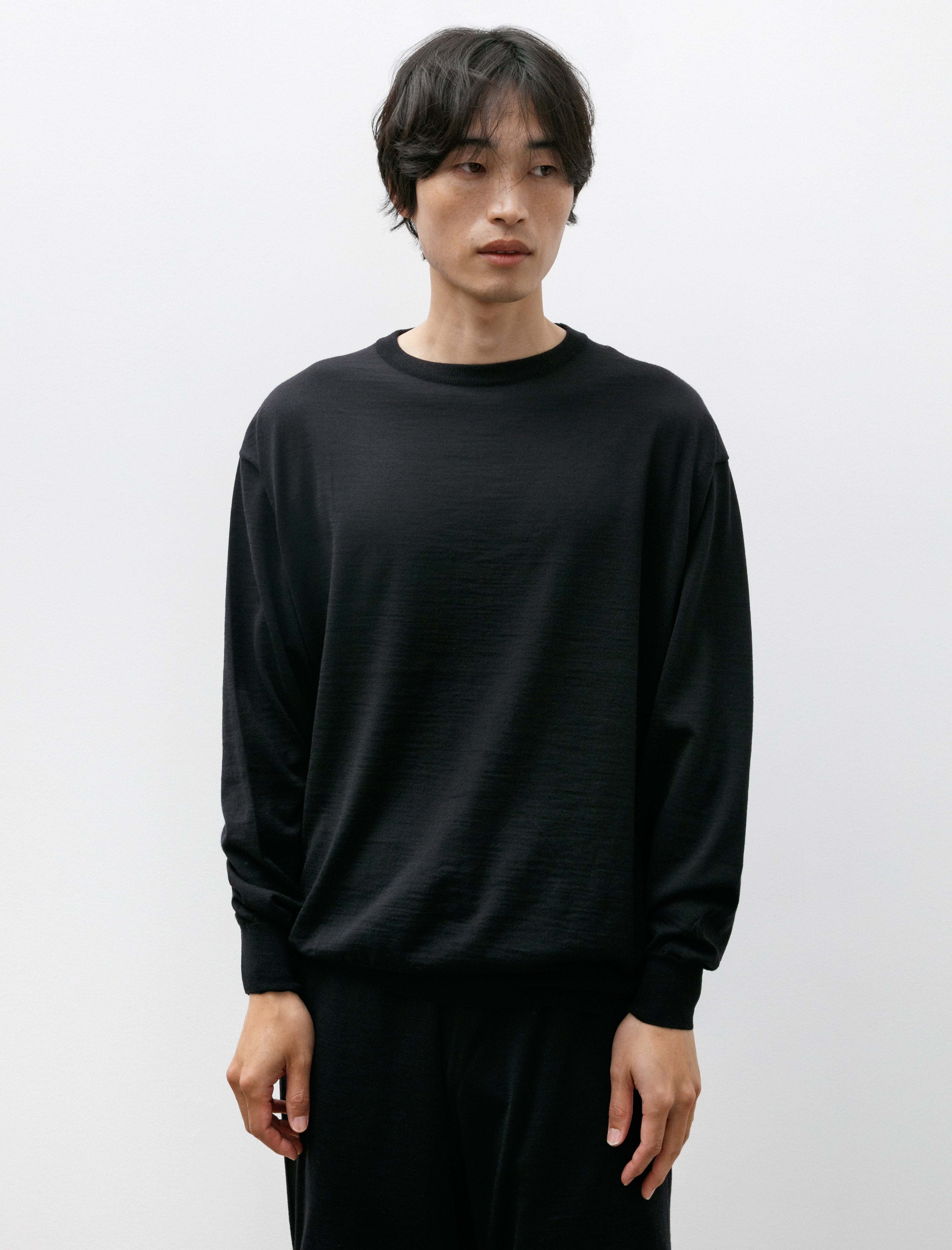 Comoli Wool Crewneck Knit Navy