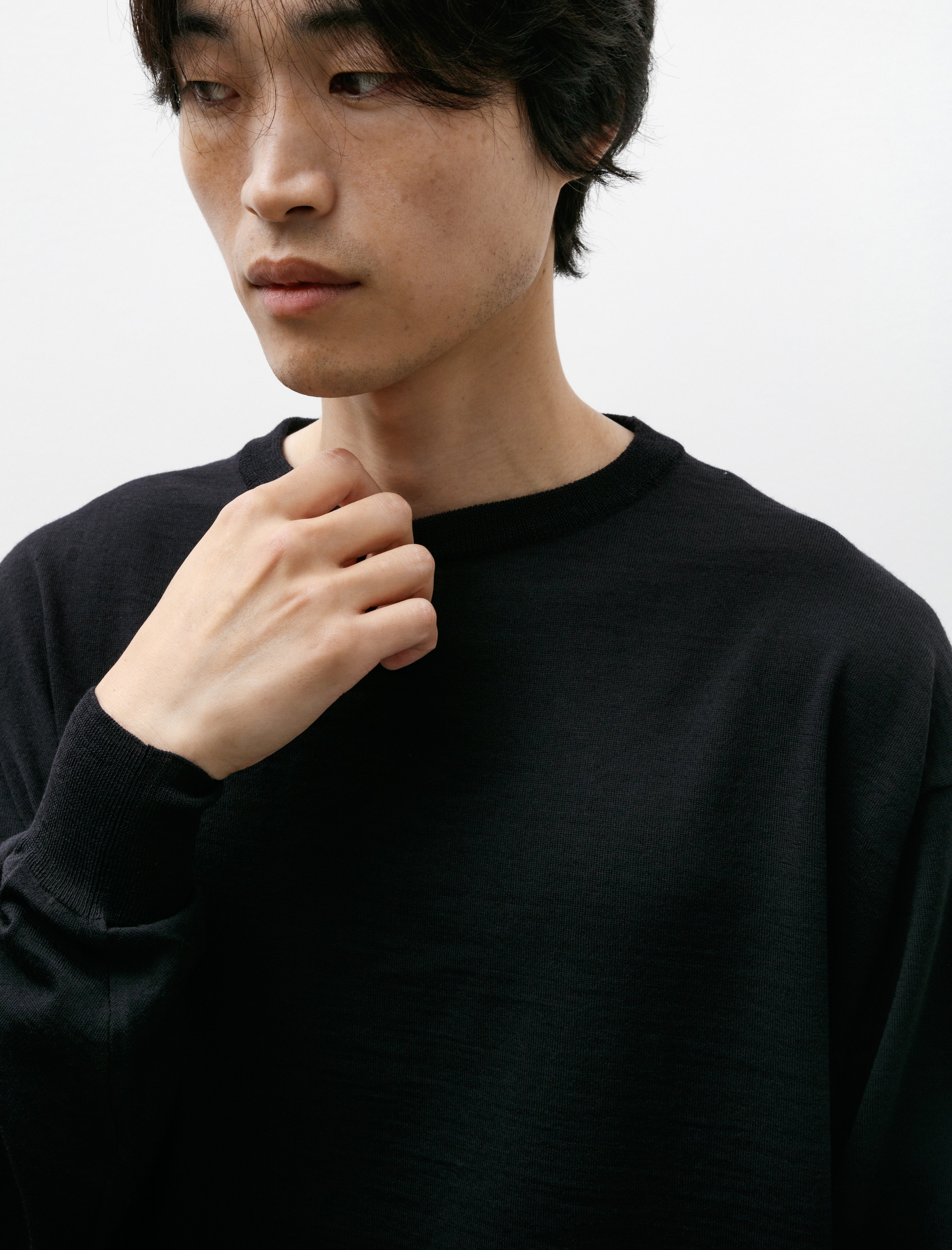 Comoli Wool Crewneck Knit Navy