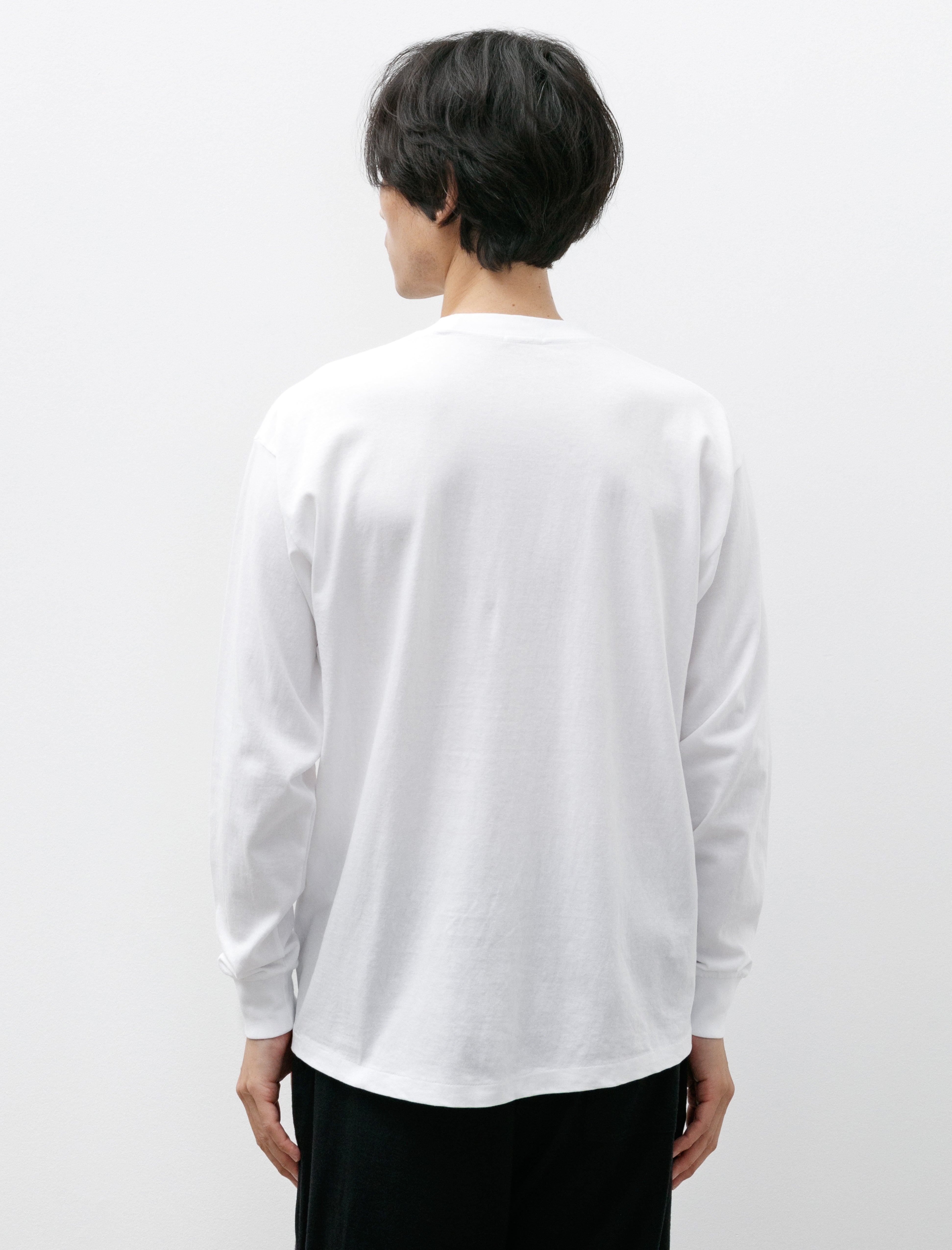 Comoli Cotton Jersey Long Sleeve T-Shirt White