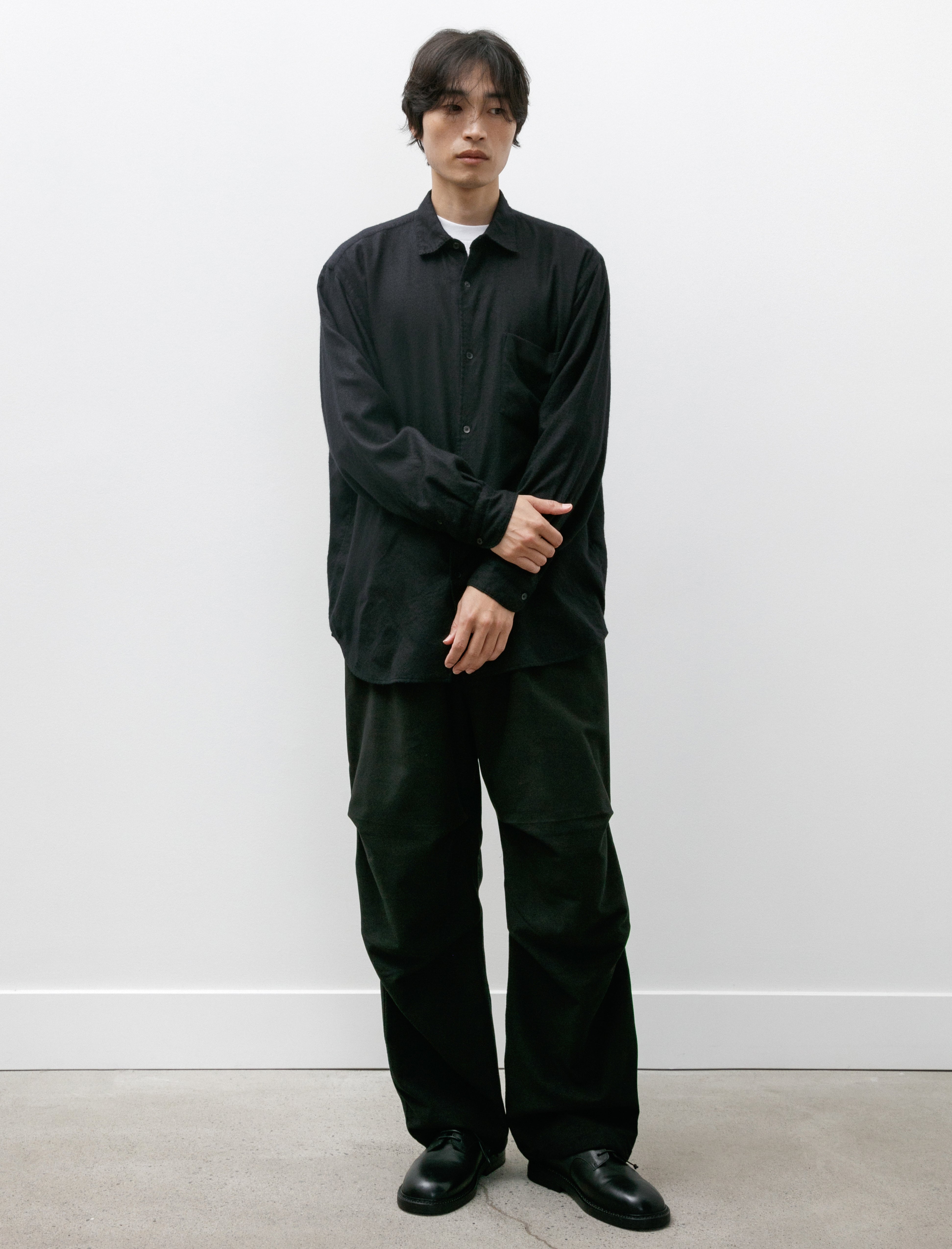 Comoli Moleskin Knee-Tucked Pants Black