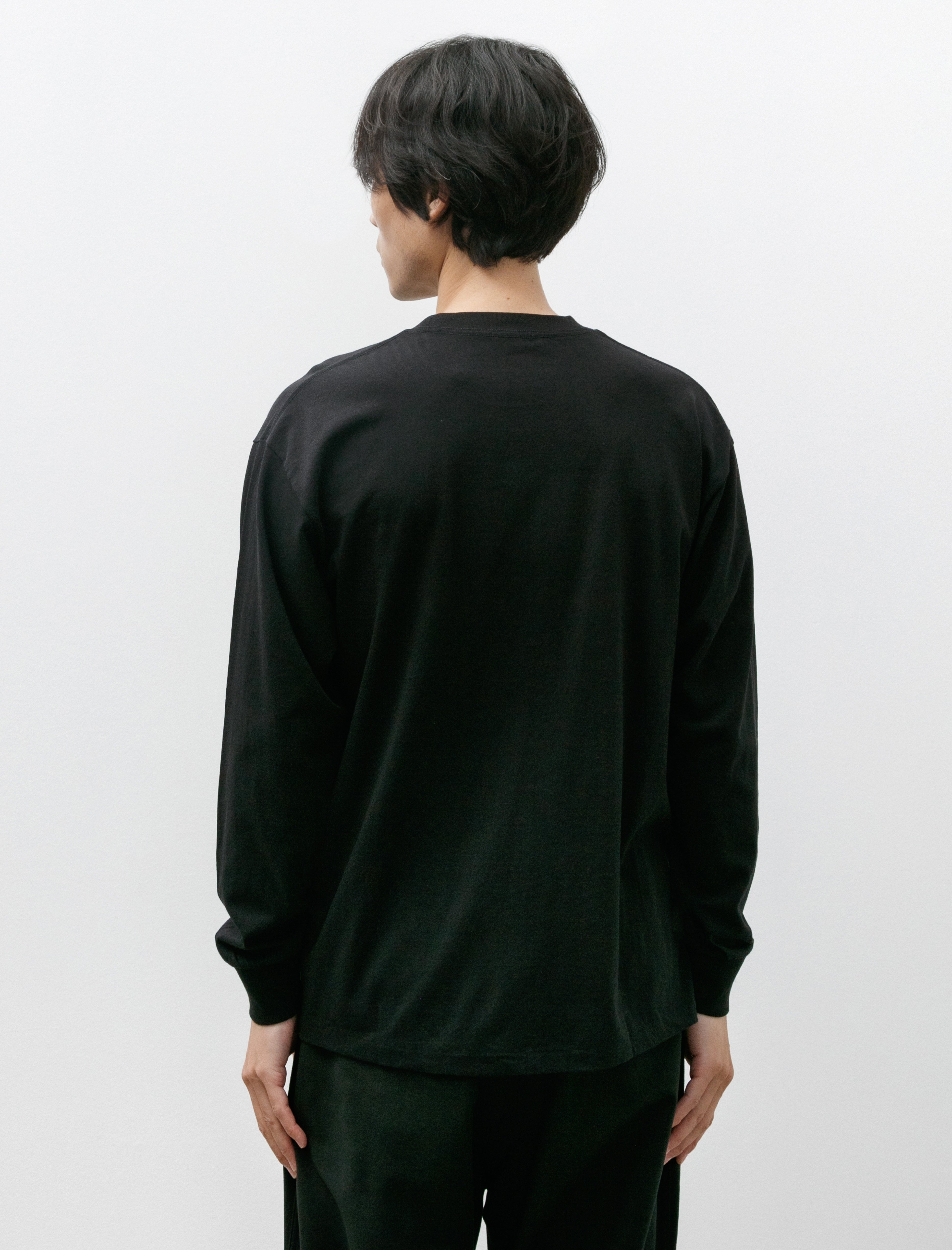 Comoli Cotton Jersey Long Sleeve T-Shirt Black