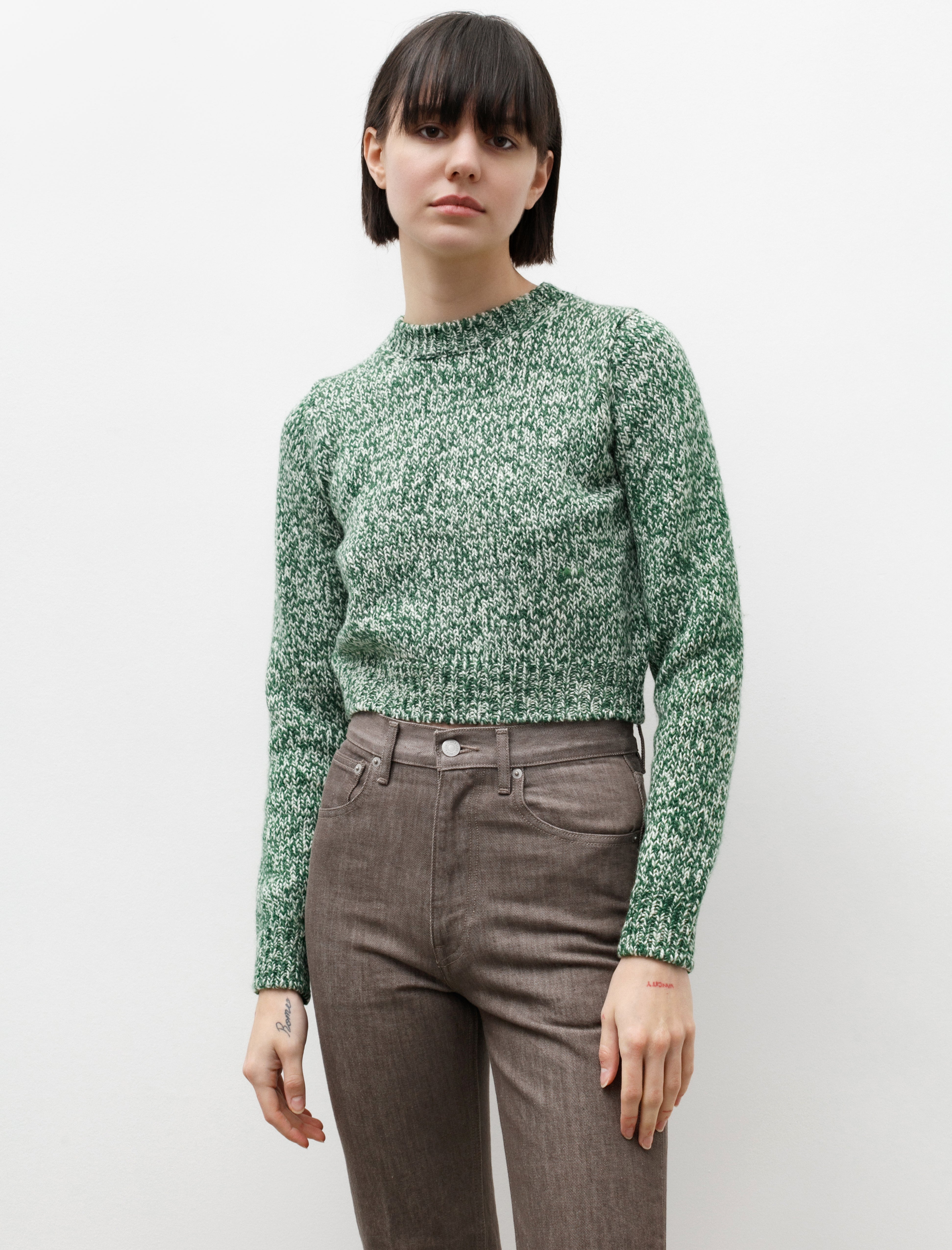 Auralee Silk Wool Camel Mix Short Pullover Green – Neighbour