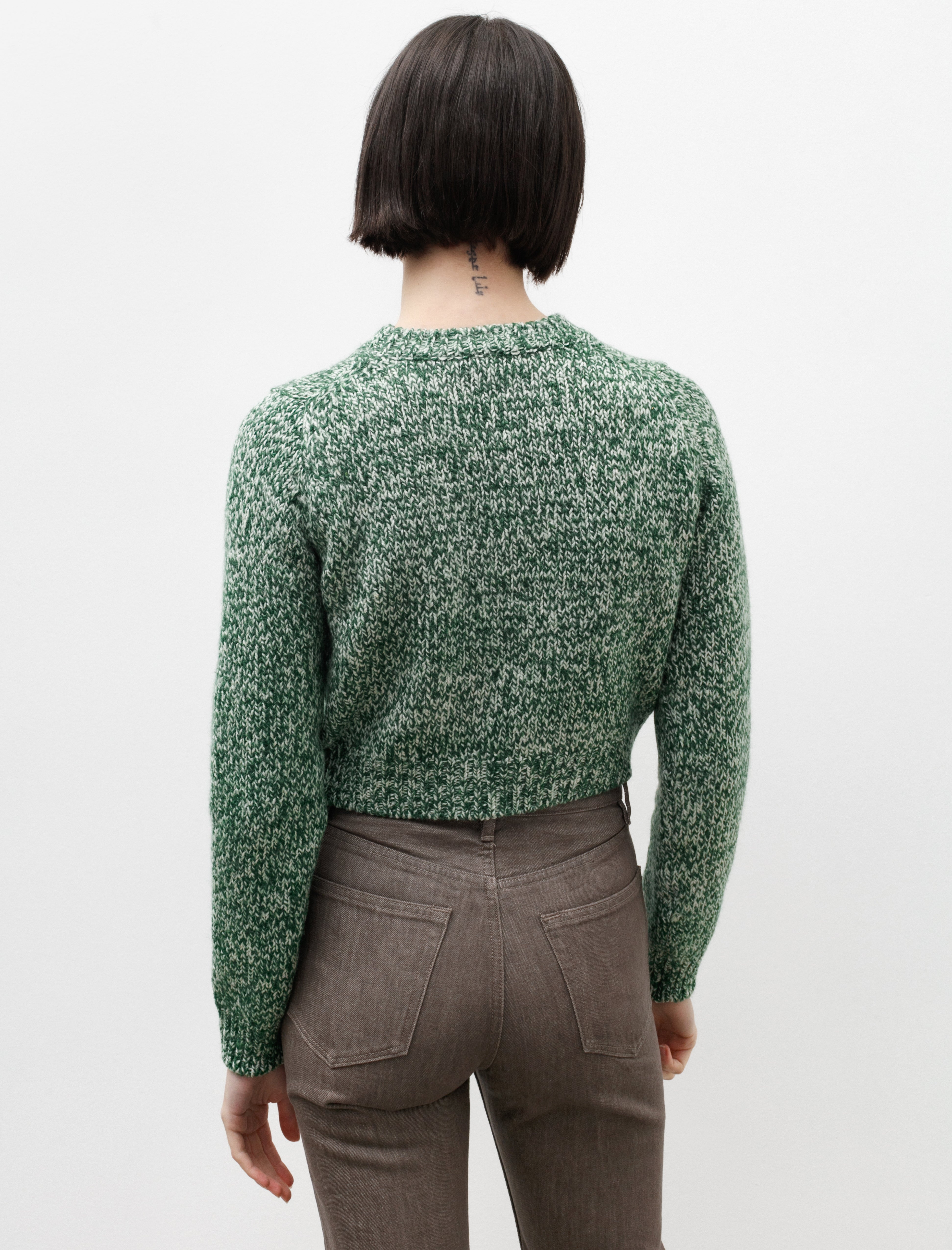 Auralee Silk Wool Camel Mix Short Pullover Green