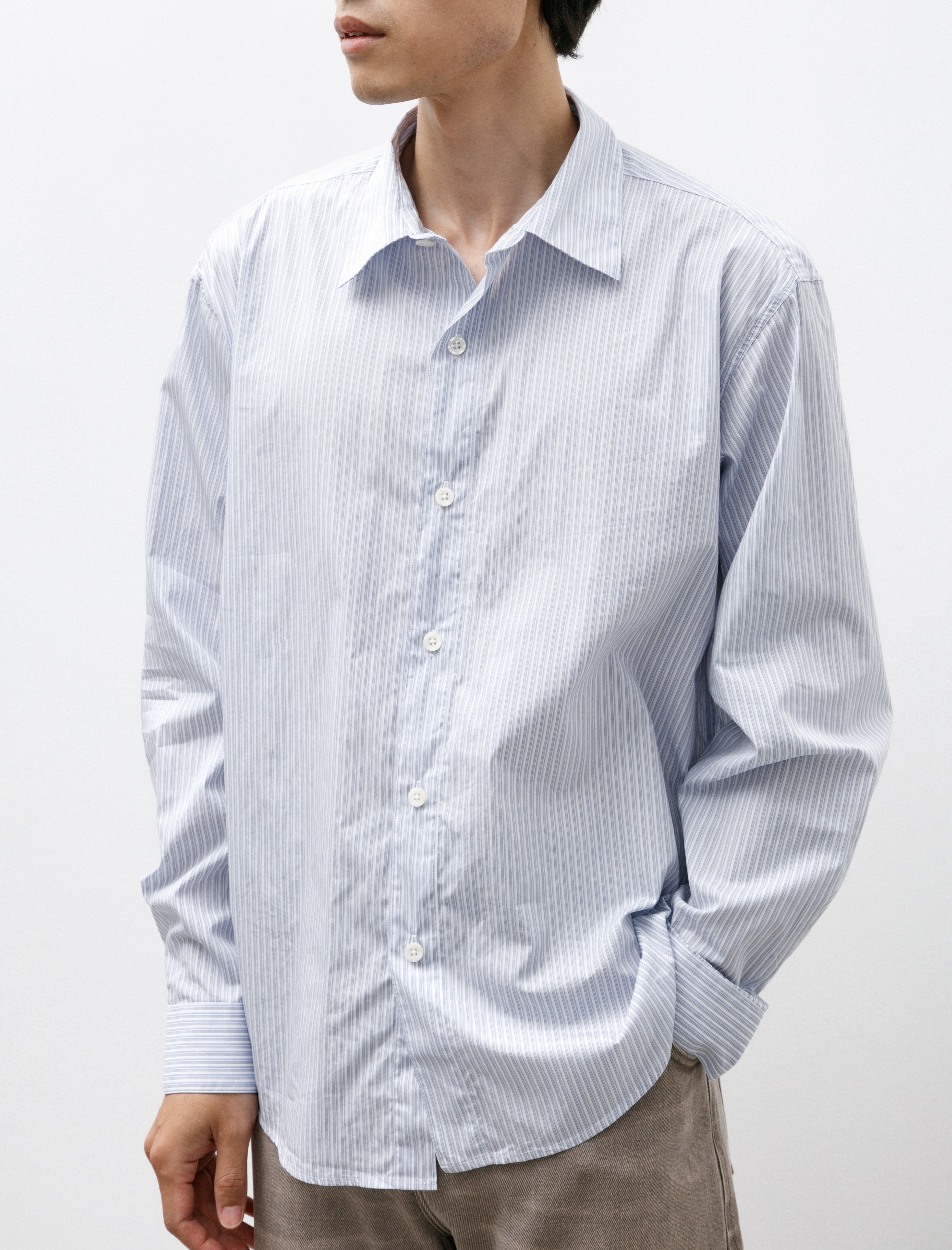 mfpen Common Shirt Blue Fine Stripe