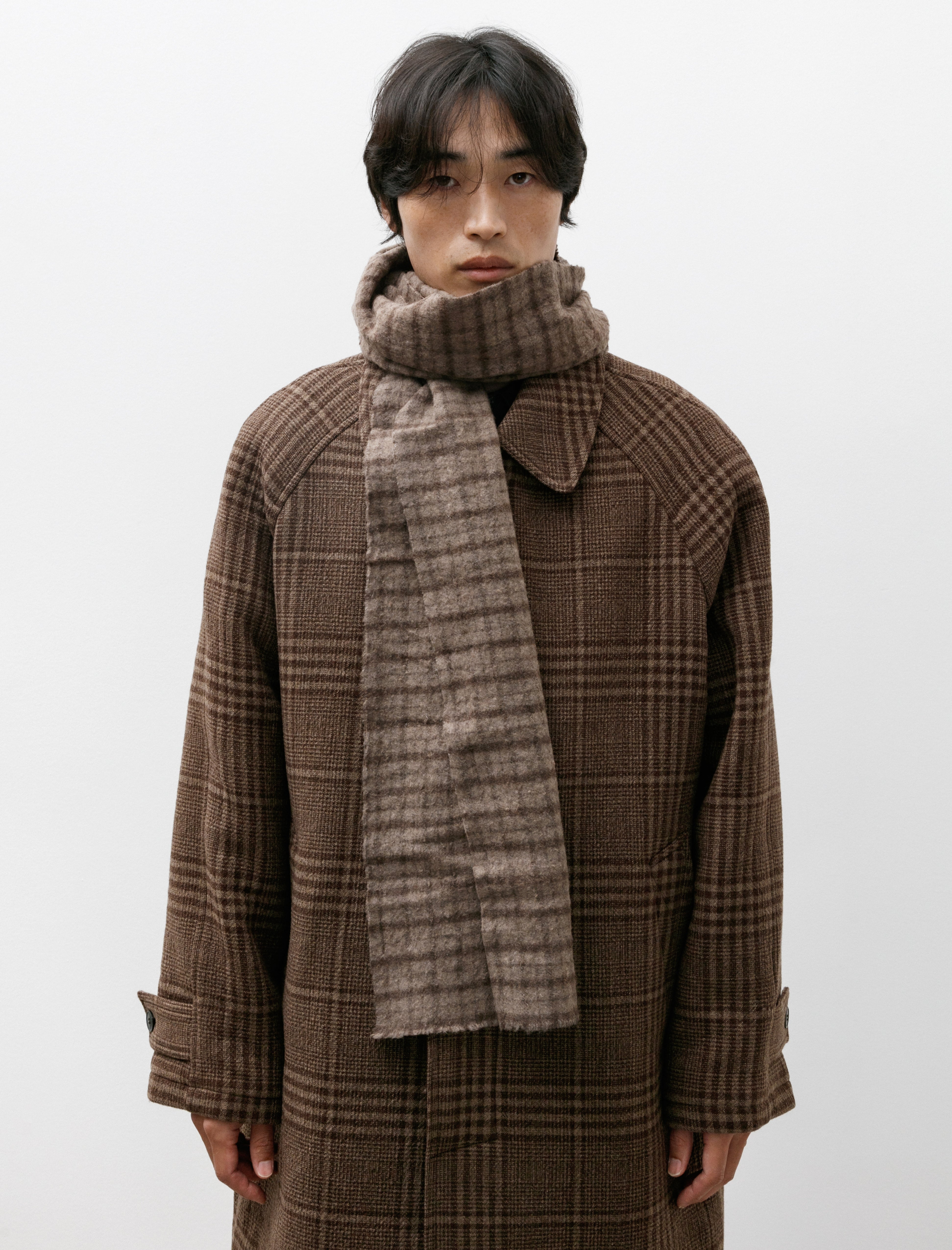 mfpen Wool Scarf Brown Check