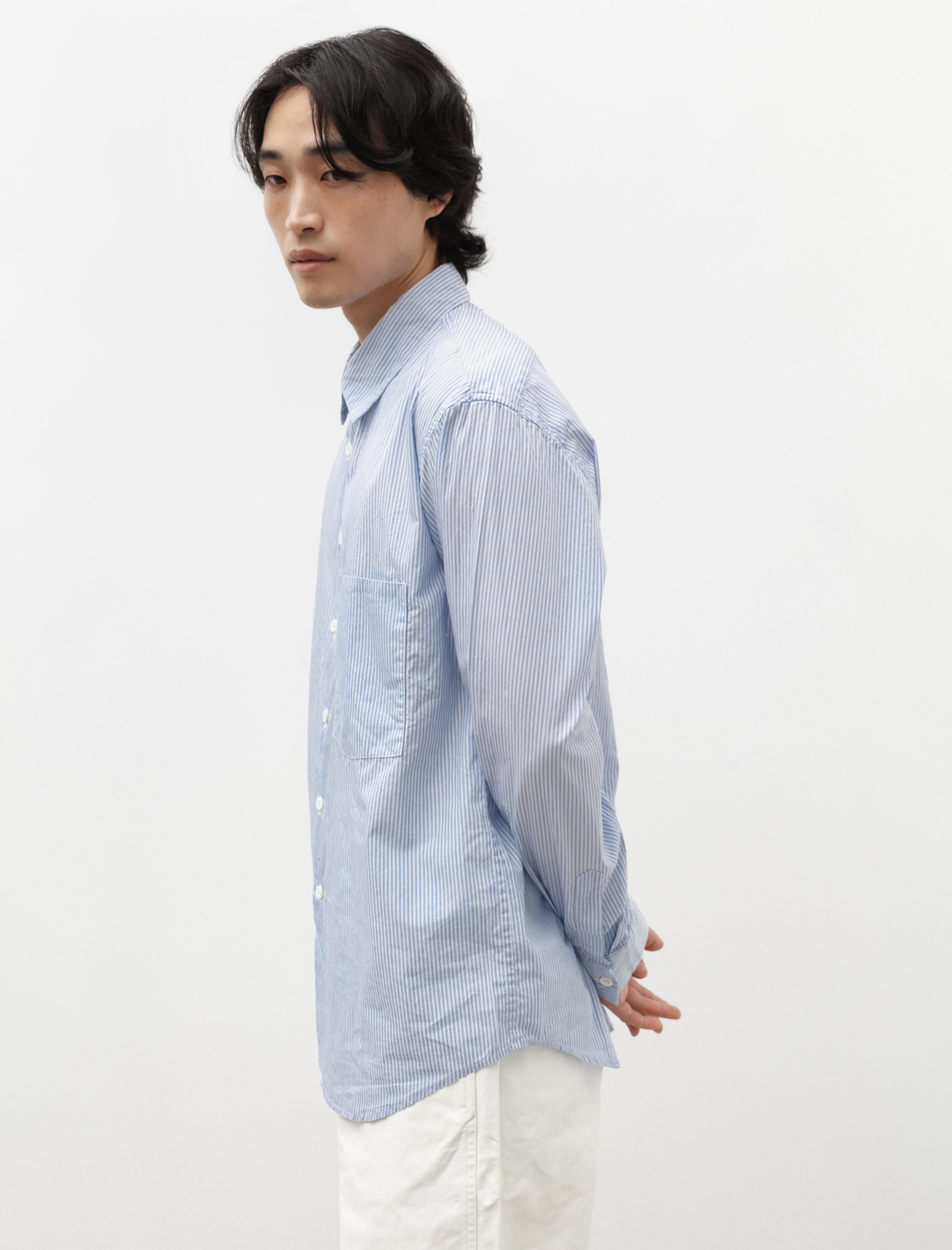 Oliver Church Classic Soft Shirt Italian Poplin Blue White Stripe