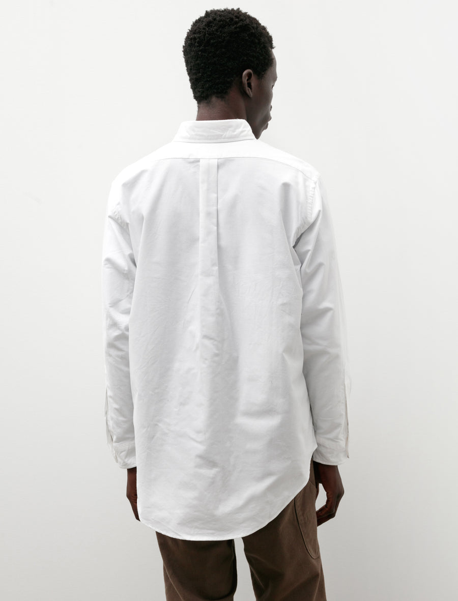 Ginna Box Pleat Shirt in White Herringbone Made From 100% Cotton