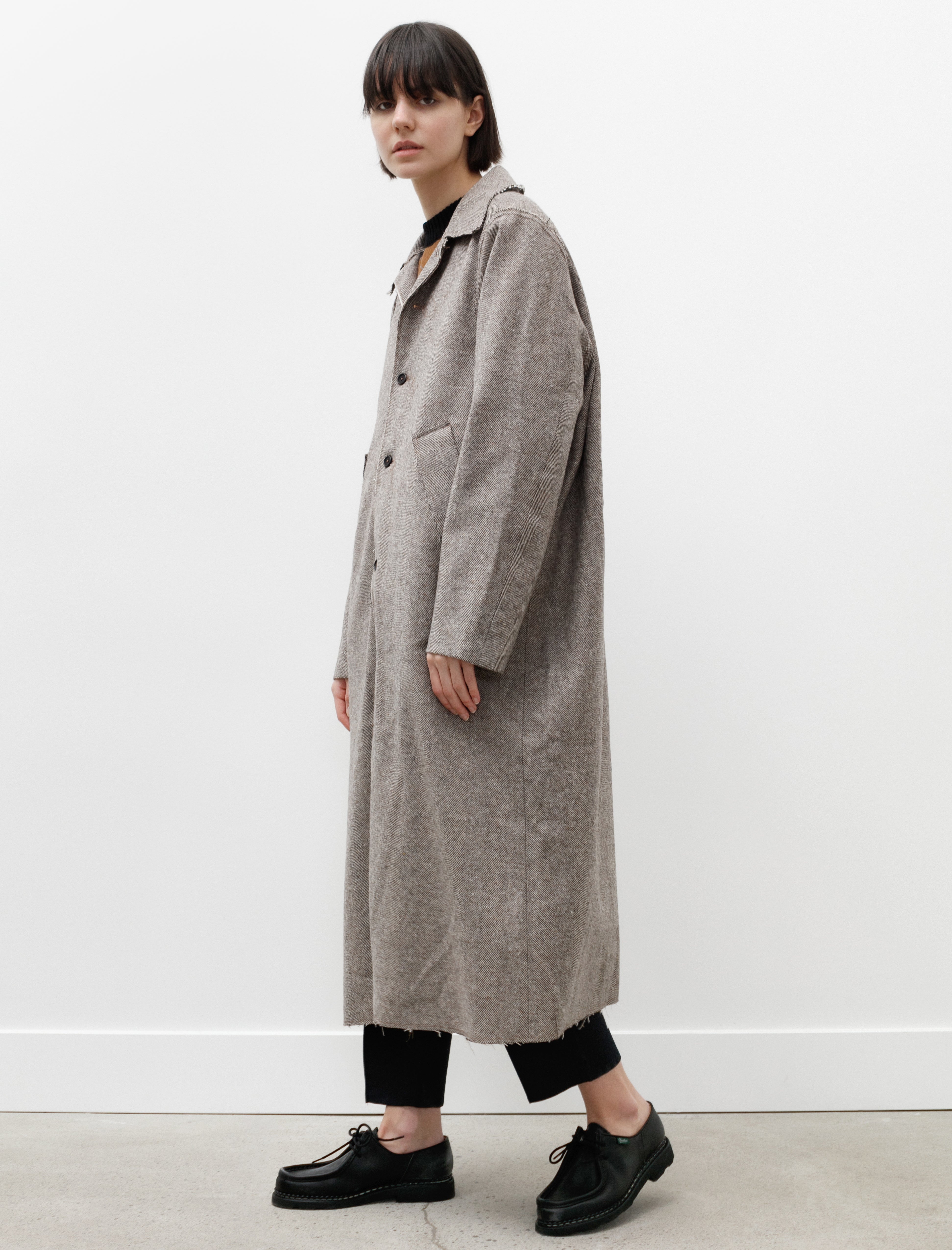 Camiel Fortgens Long Gap Coat Wool Herringbone Brown