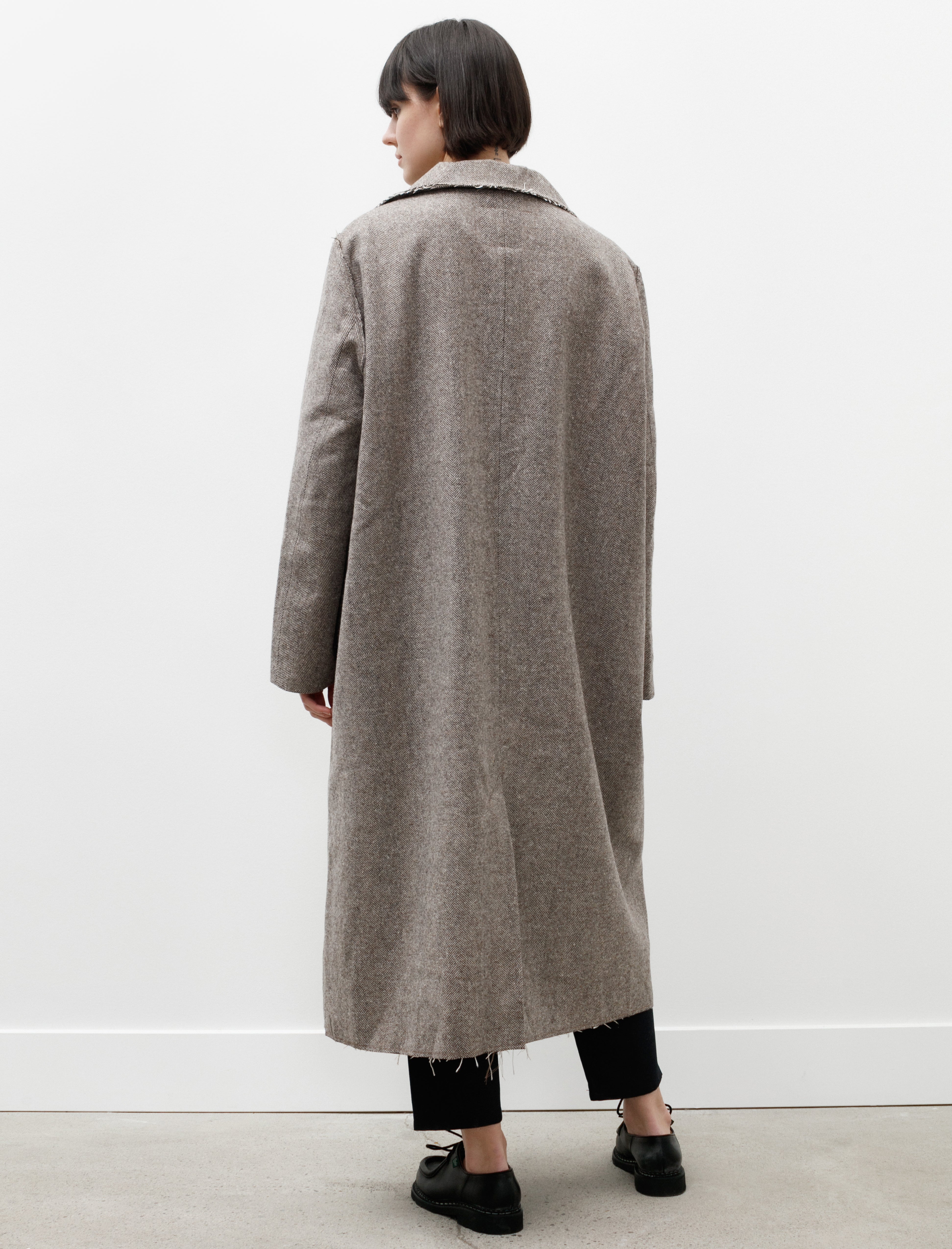 Camiel Fortgens Long Gap Coat Wool Herringbone Brown