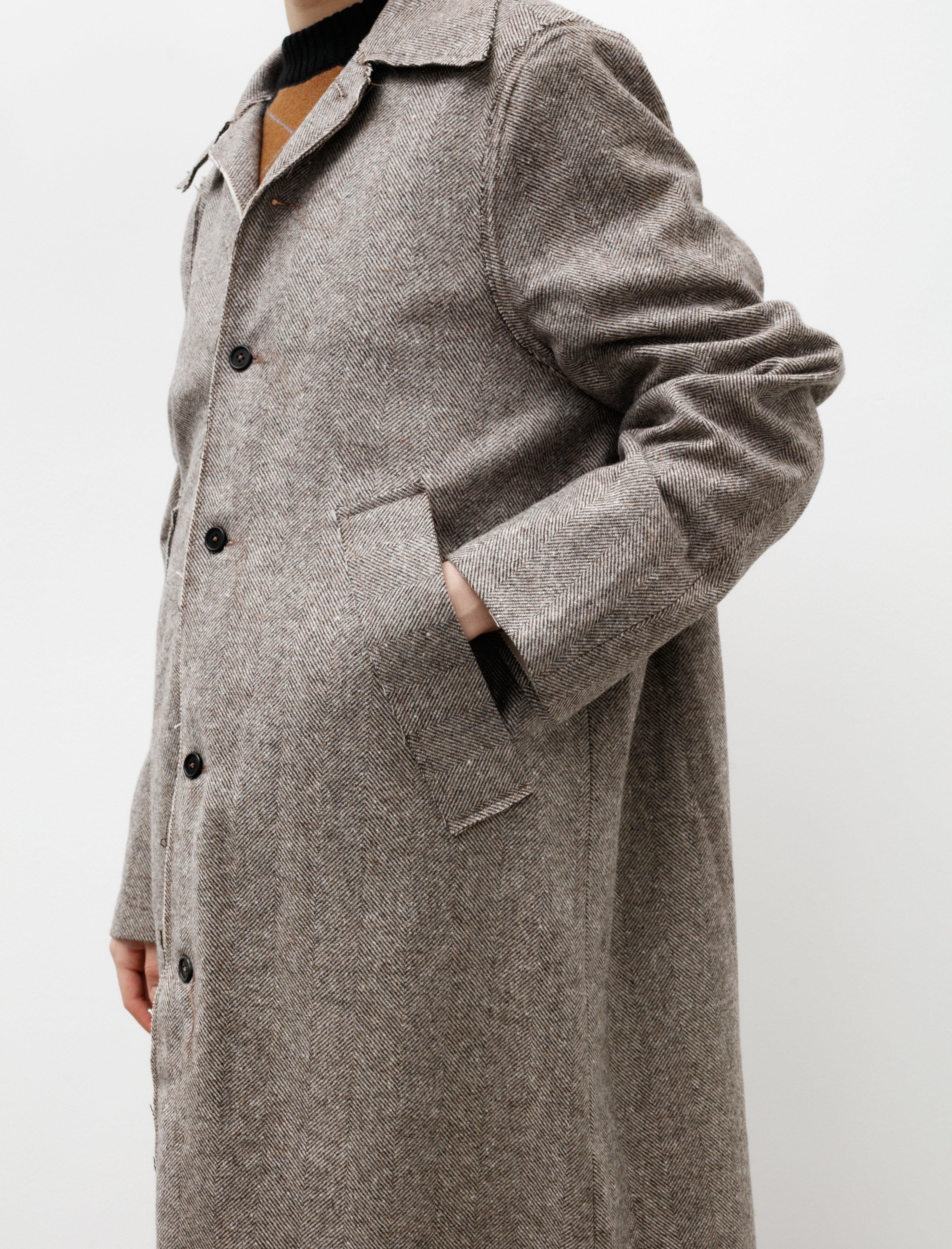 Camiel Fortgens Long Gap Coat Wool Herringbone Brown