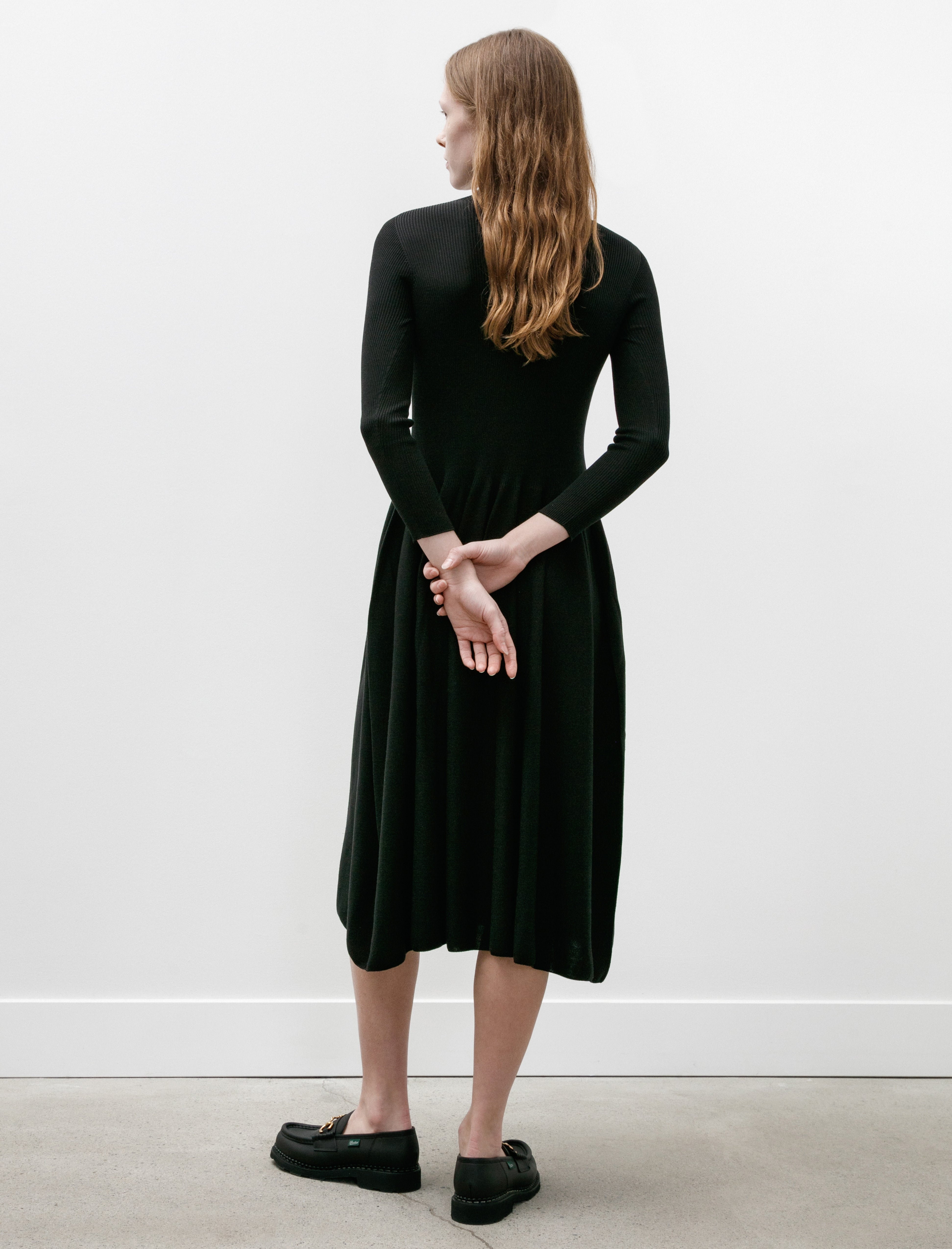 CFCL Silk Long Sleeve Dress Black