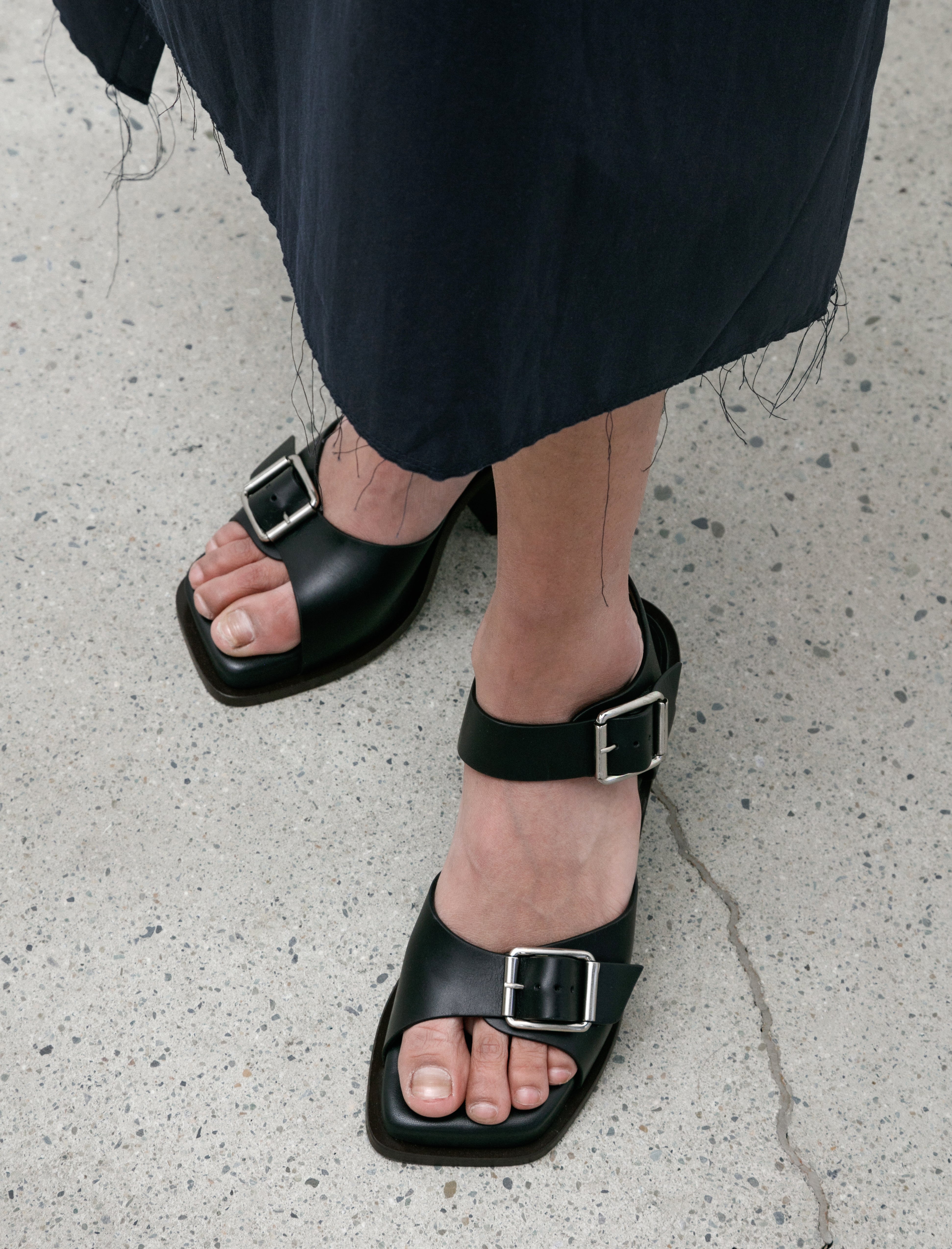 Lemaire Square Heeled Sandals Black 80