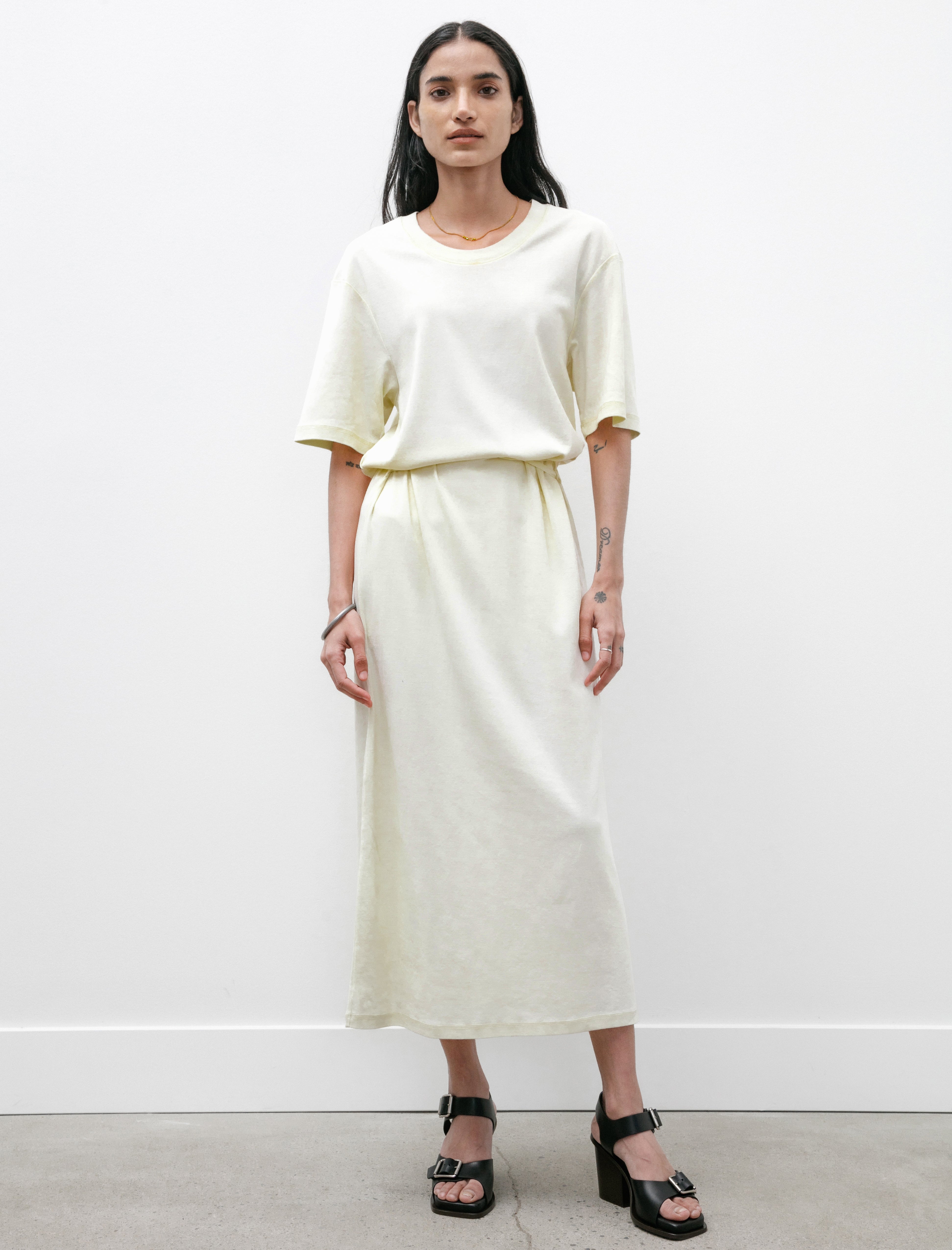 Lemaire Belted Rib T-Shirt Dress Lemon Glaze