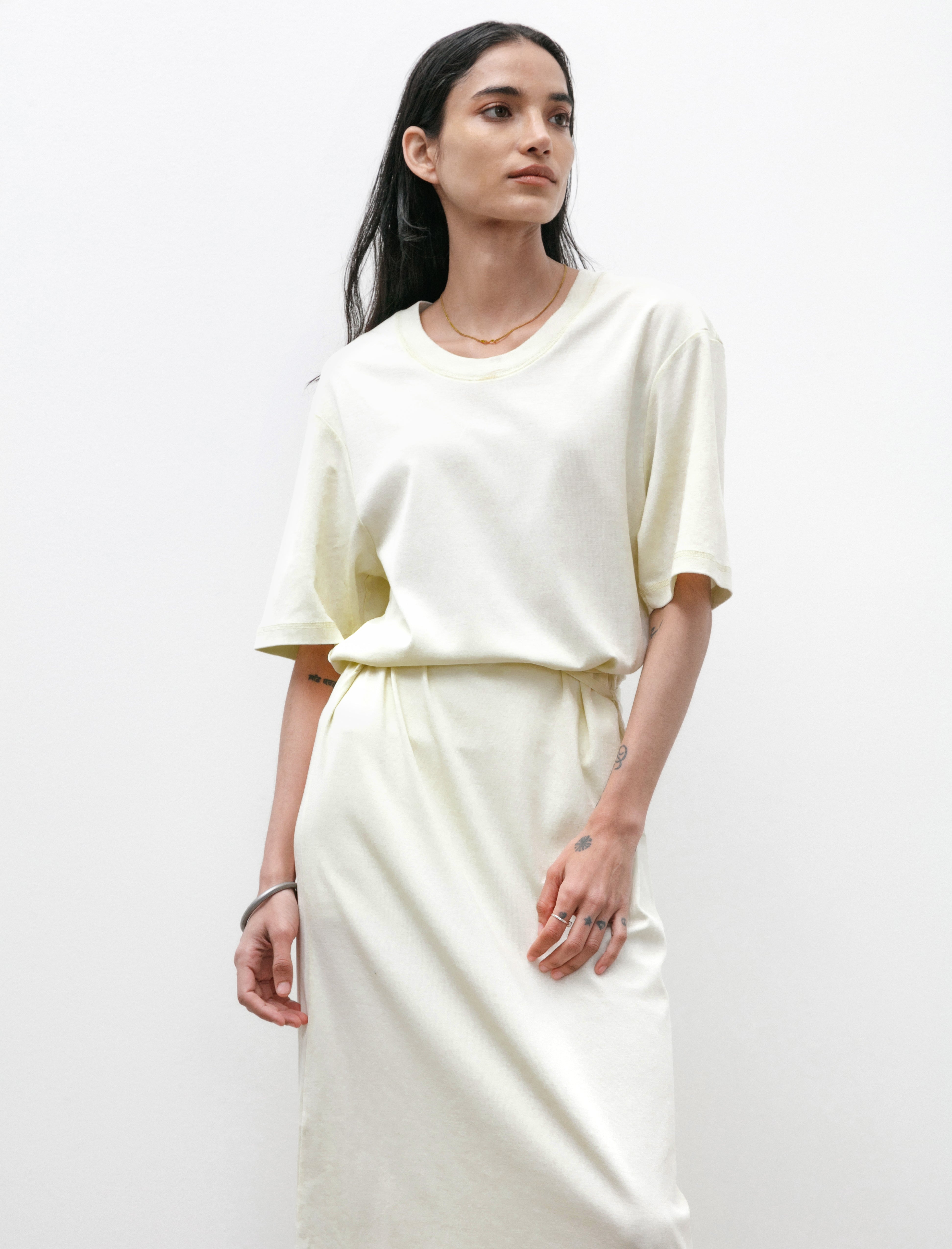 Lemaire Belted Rib T-Shirt Dress Lemon Glaze