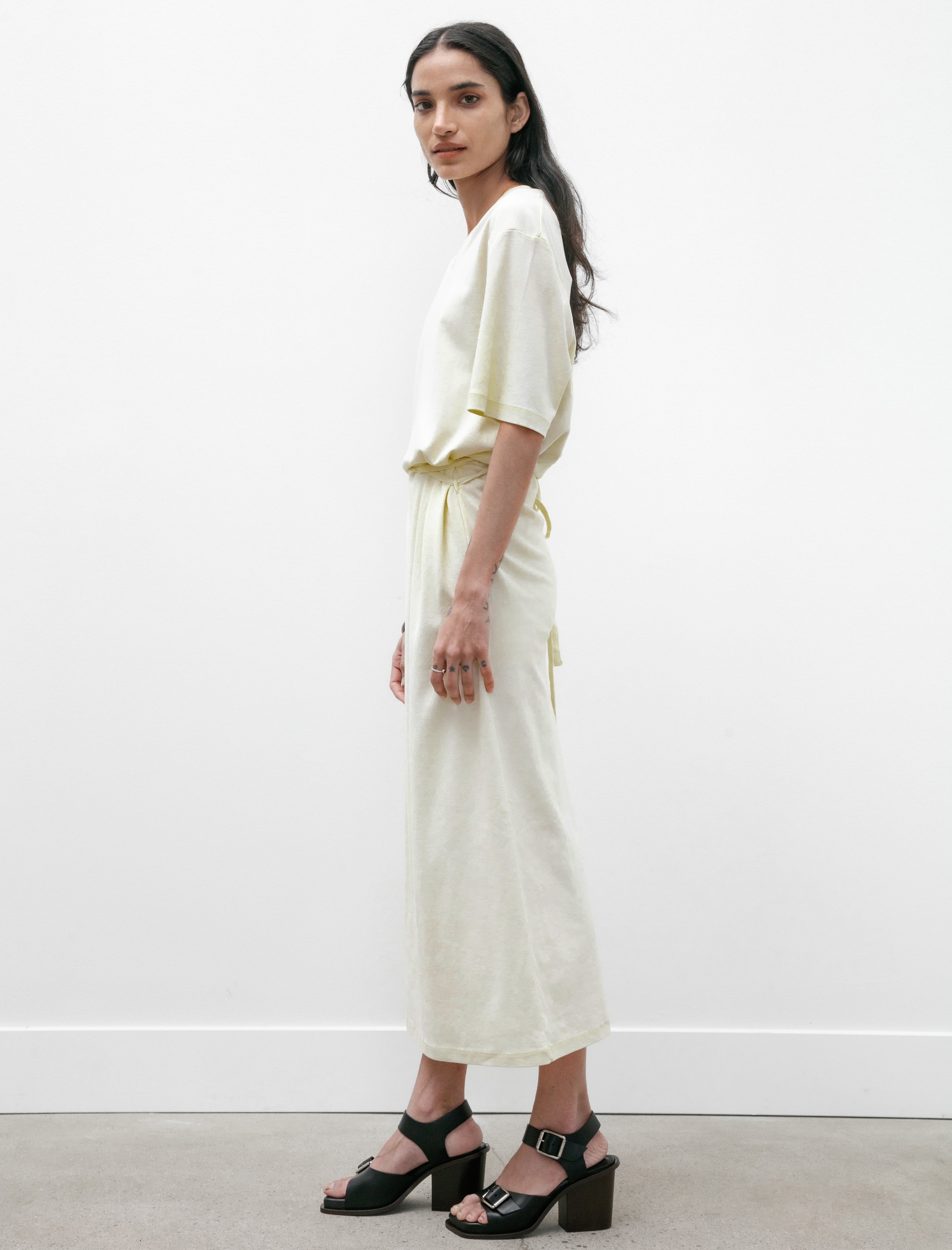 Lemaire Belted Rib T-Shirt Dress Lemon Glaze