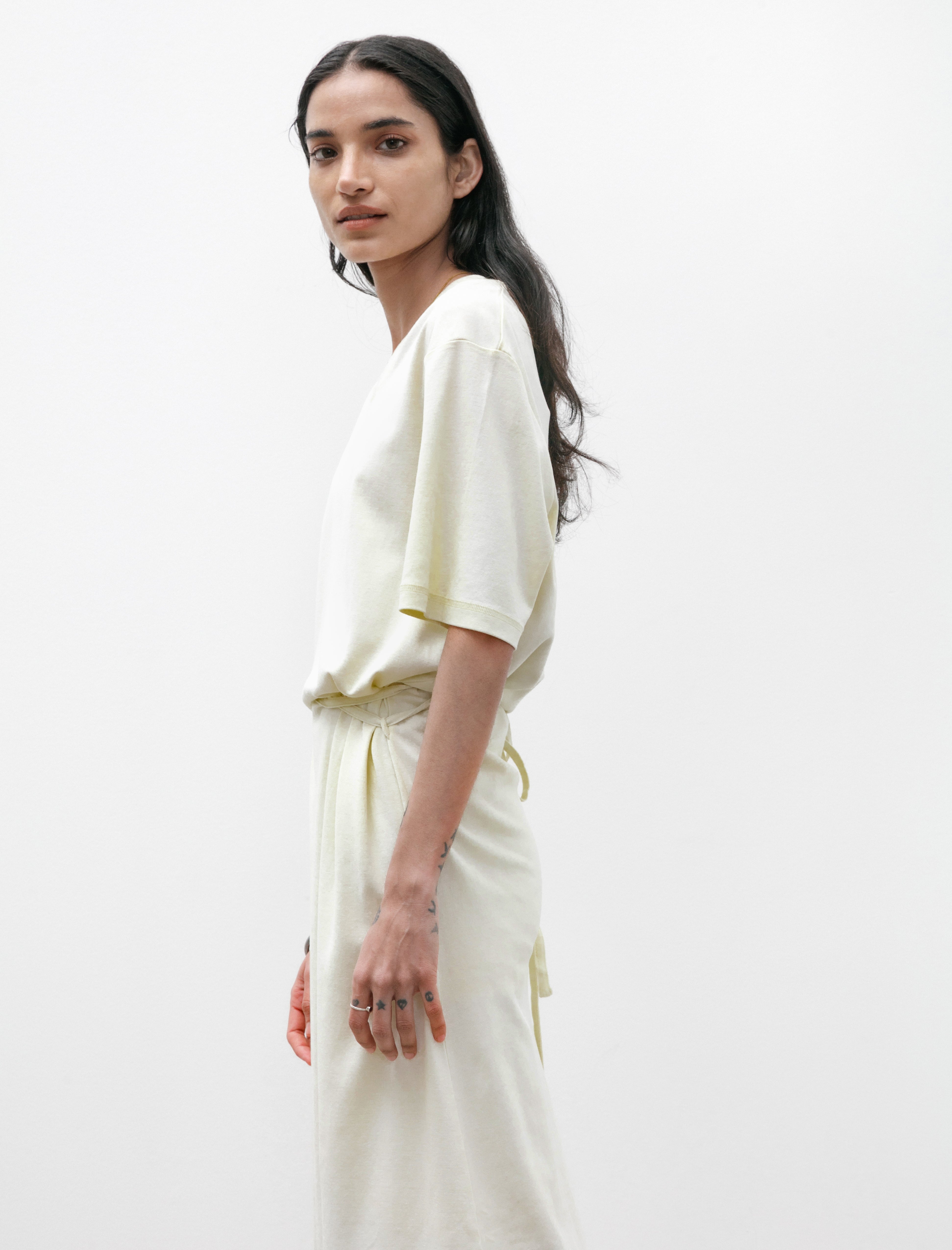 Lemaire Belted Rib T-Shirt Dress Lemon Glaze