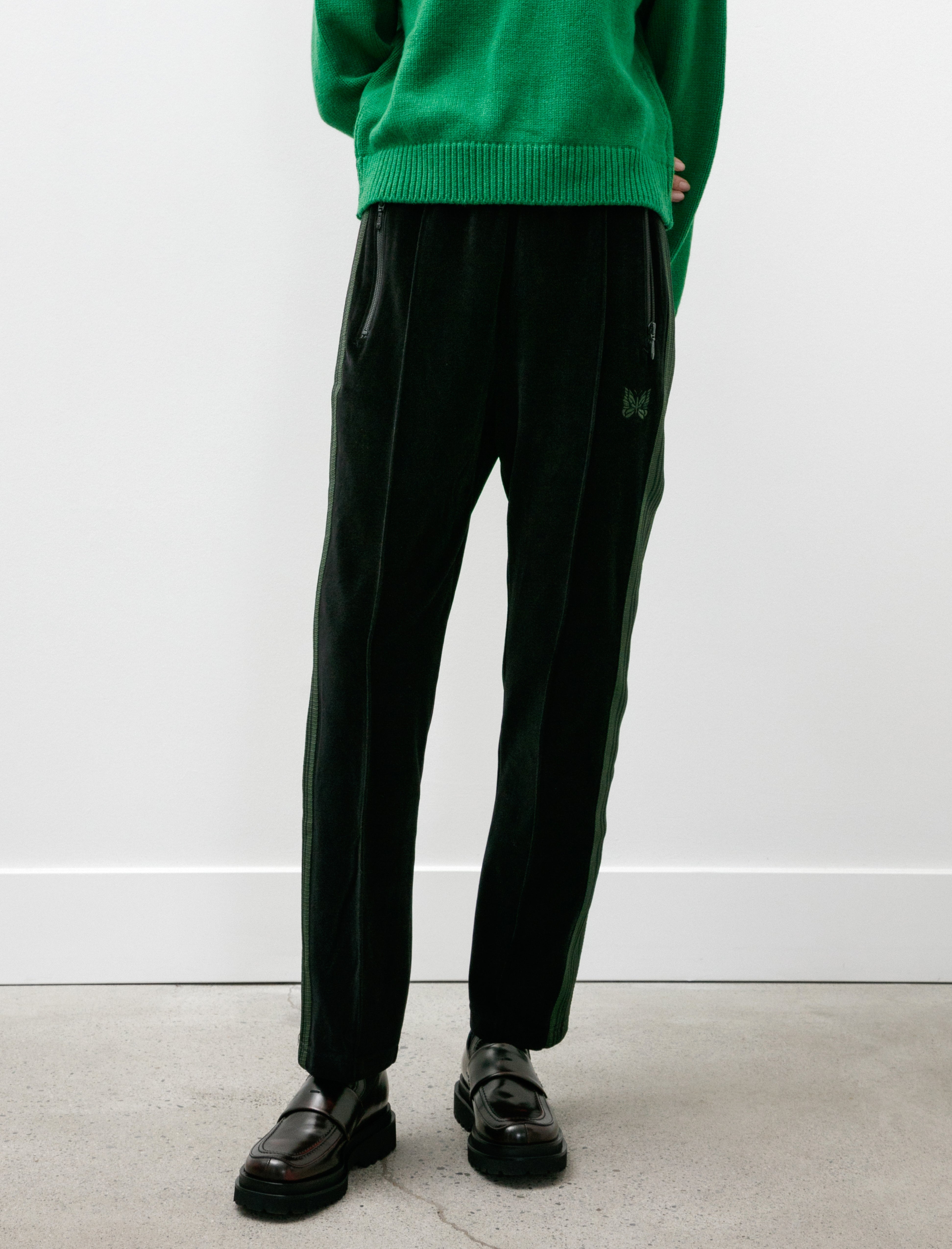 Black velour track pants online