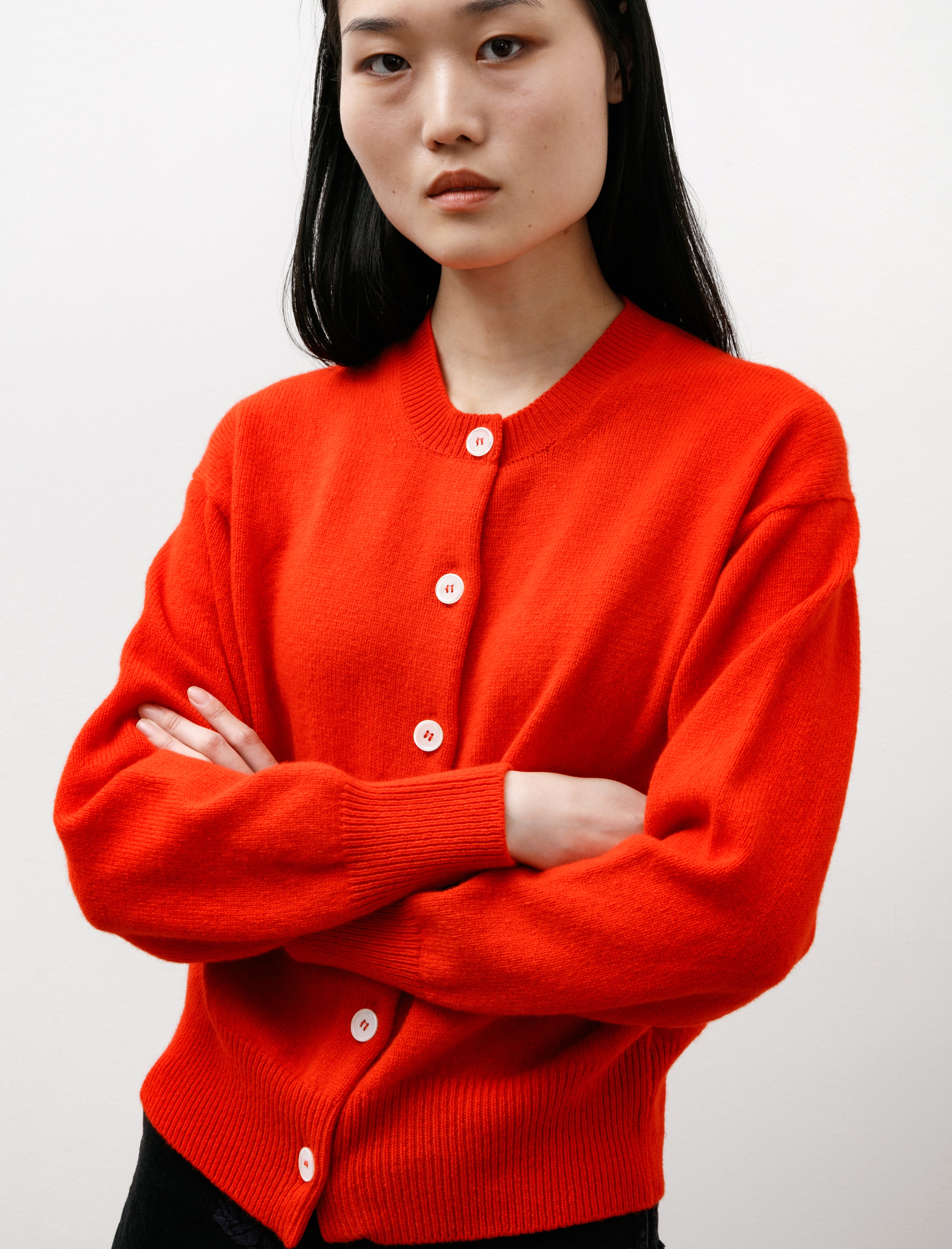 & Daughter Ada Crewneck Cardigan Poppy Red