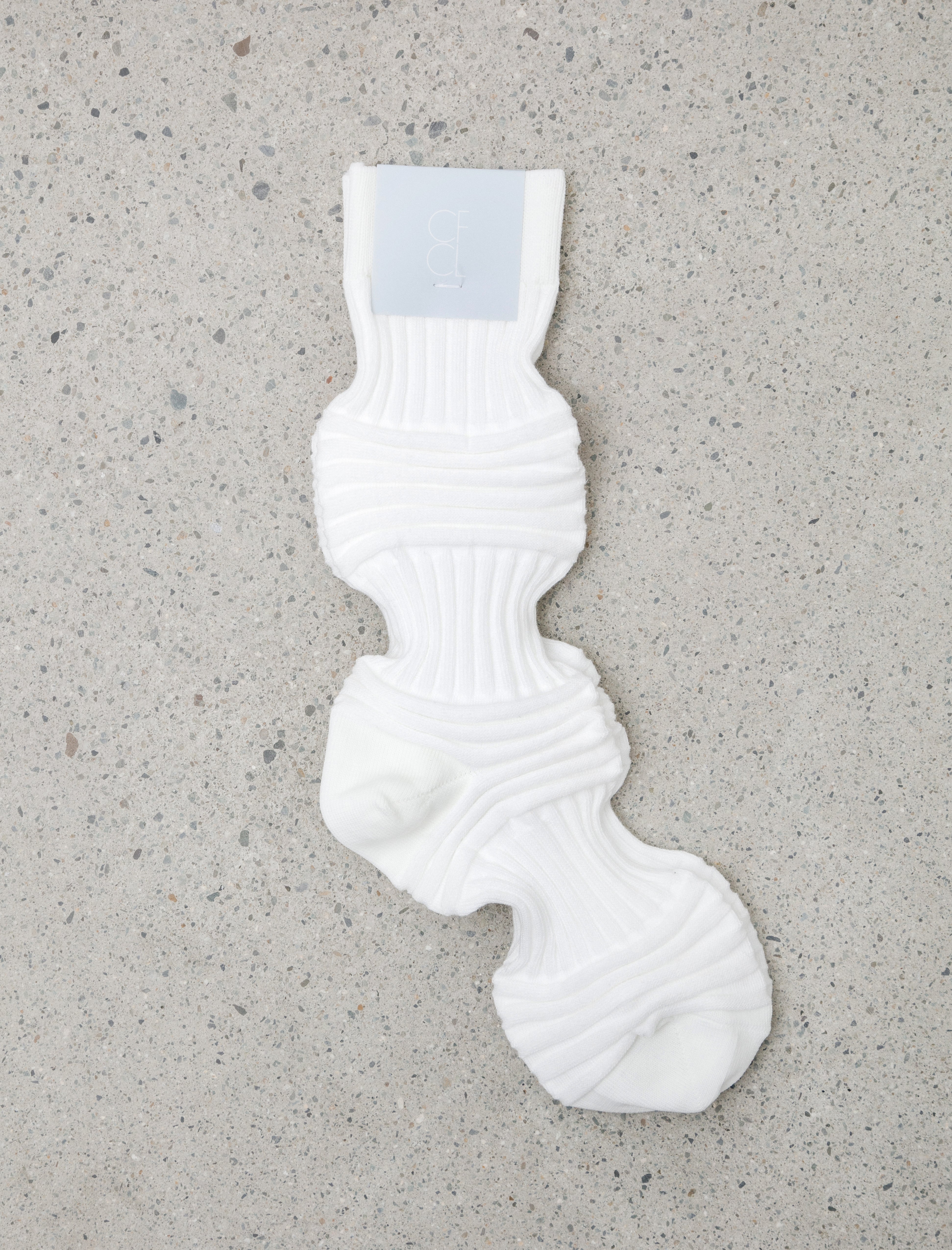 CFCL Garter Rib Socks White