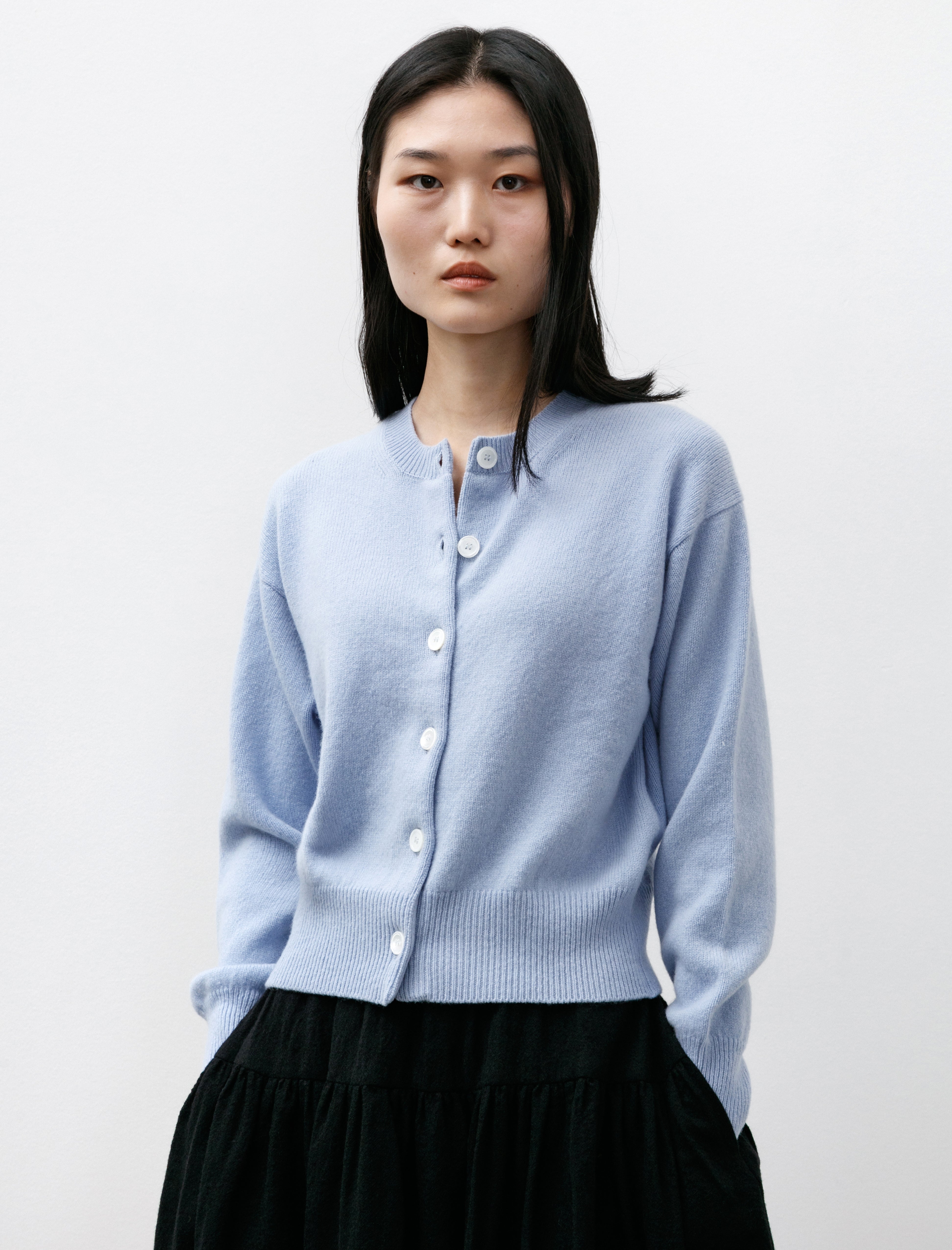 & Daughter Ada Crewneck Cardigan Pale Blue