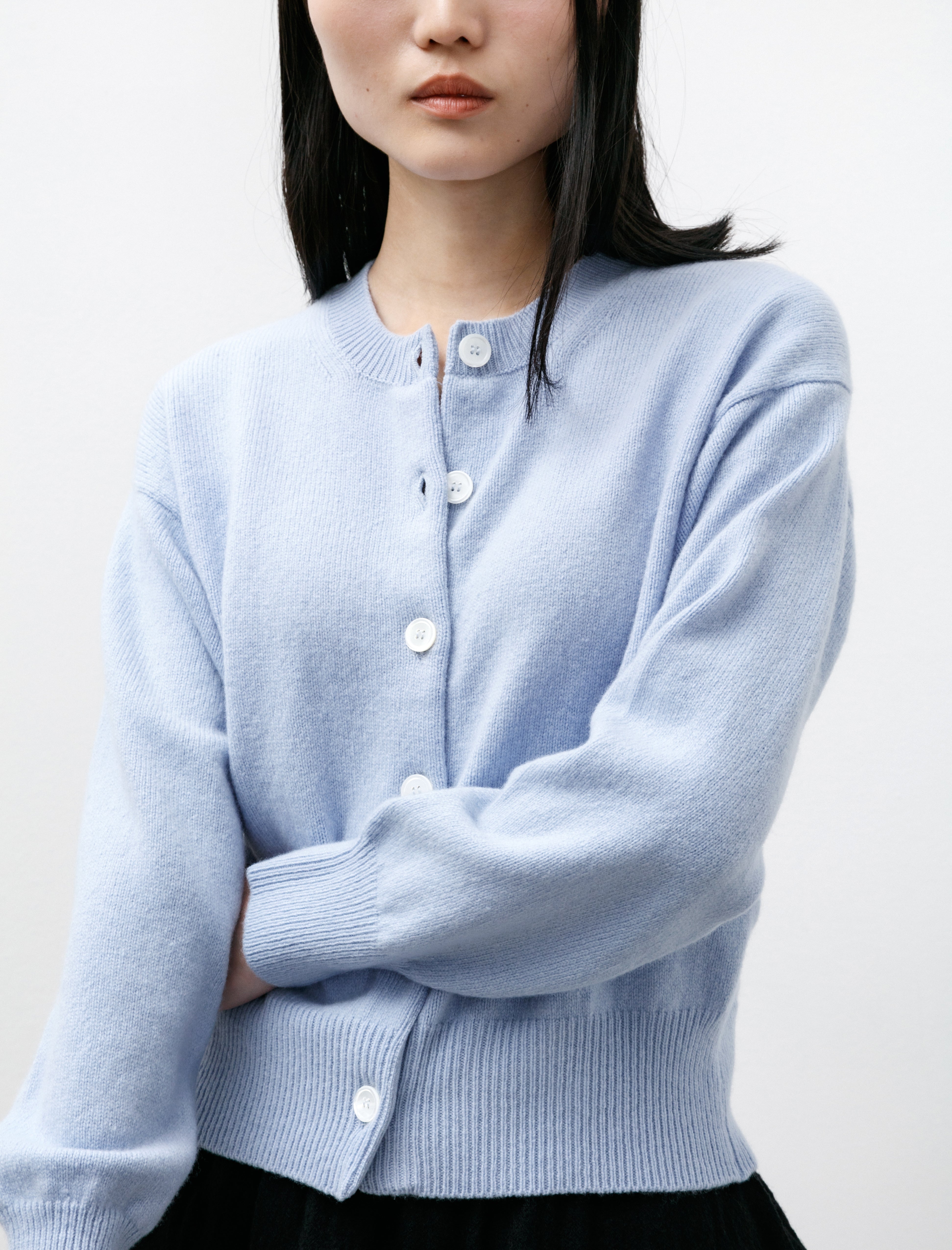 & Daughter Ada Crewneck Cardigan Pale Blue