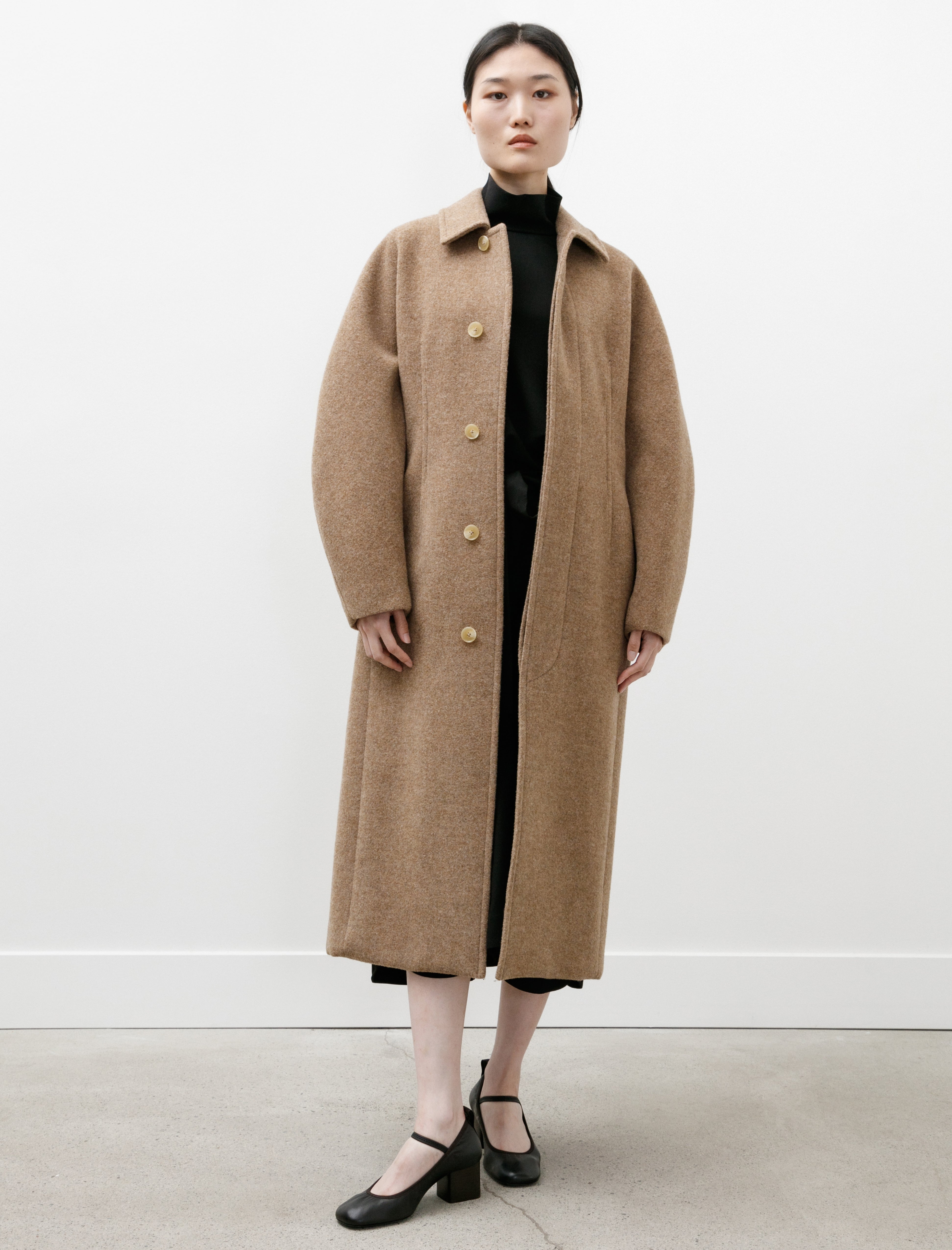 Auralee Sponge Wool Melton Soutien Collar Coat Top Brown