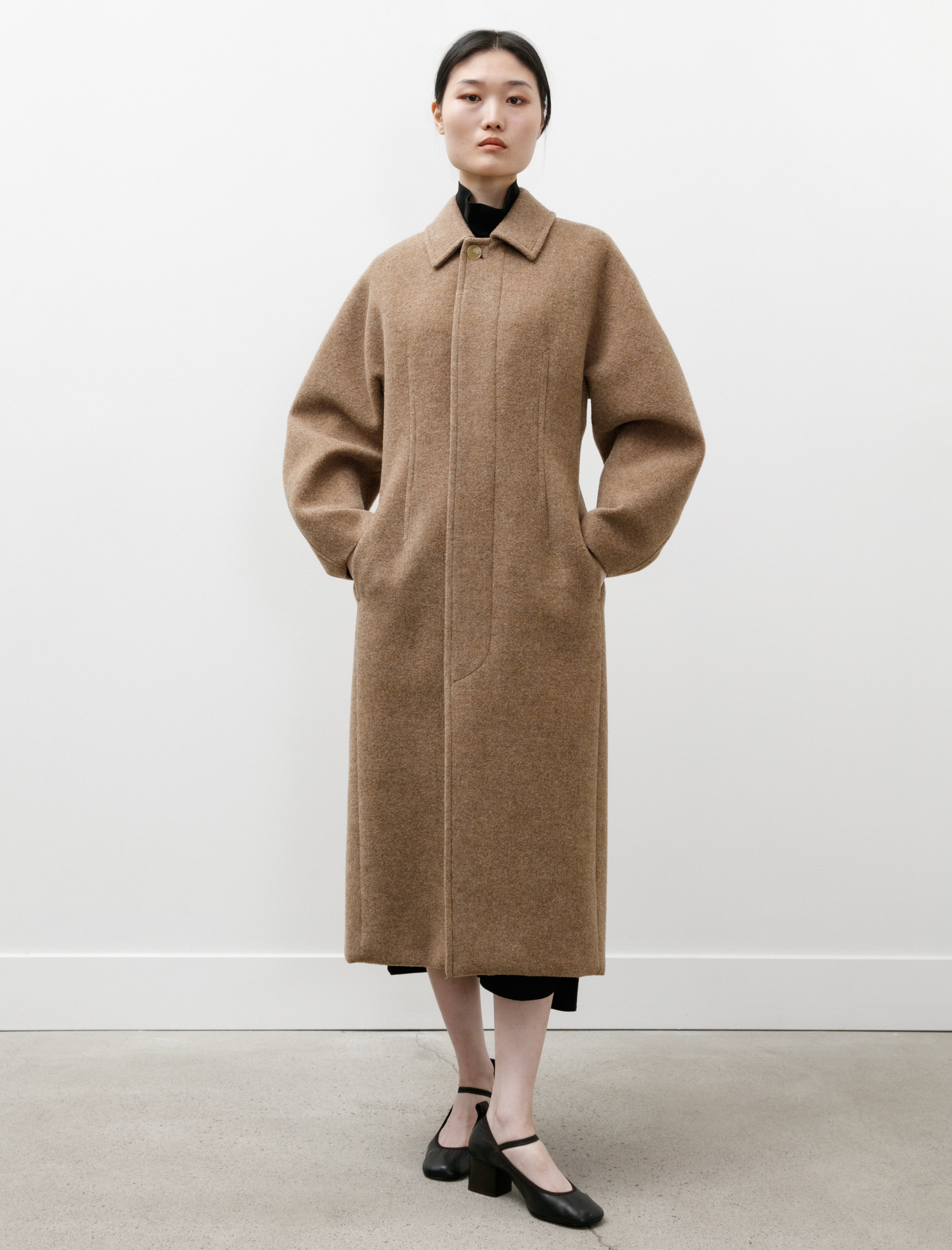 Auralee Sponge Wool Melton Soutien Collar Coat Top Brown