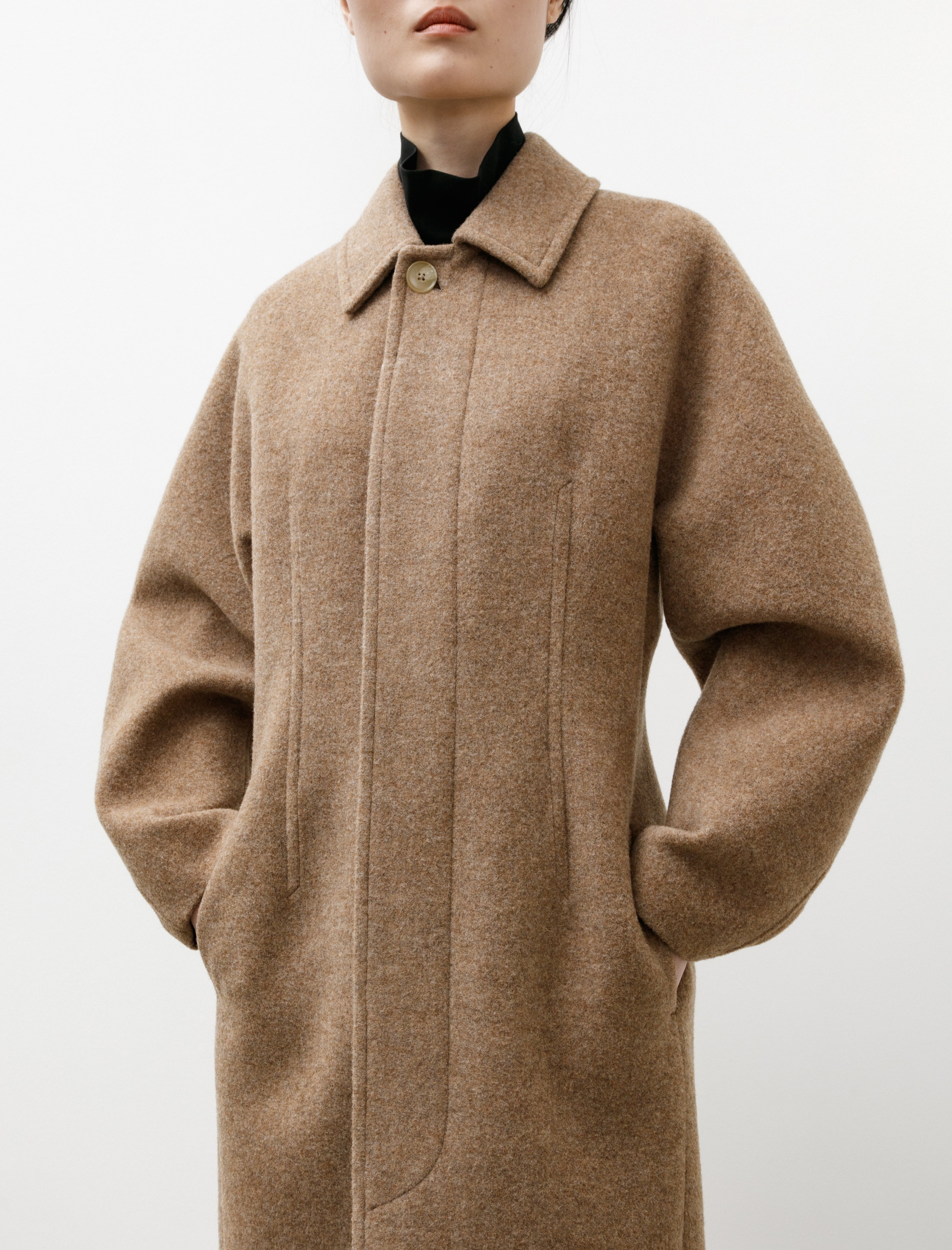 Auralee Sponge Wool Melton Soutien Collar Coat Top Brown