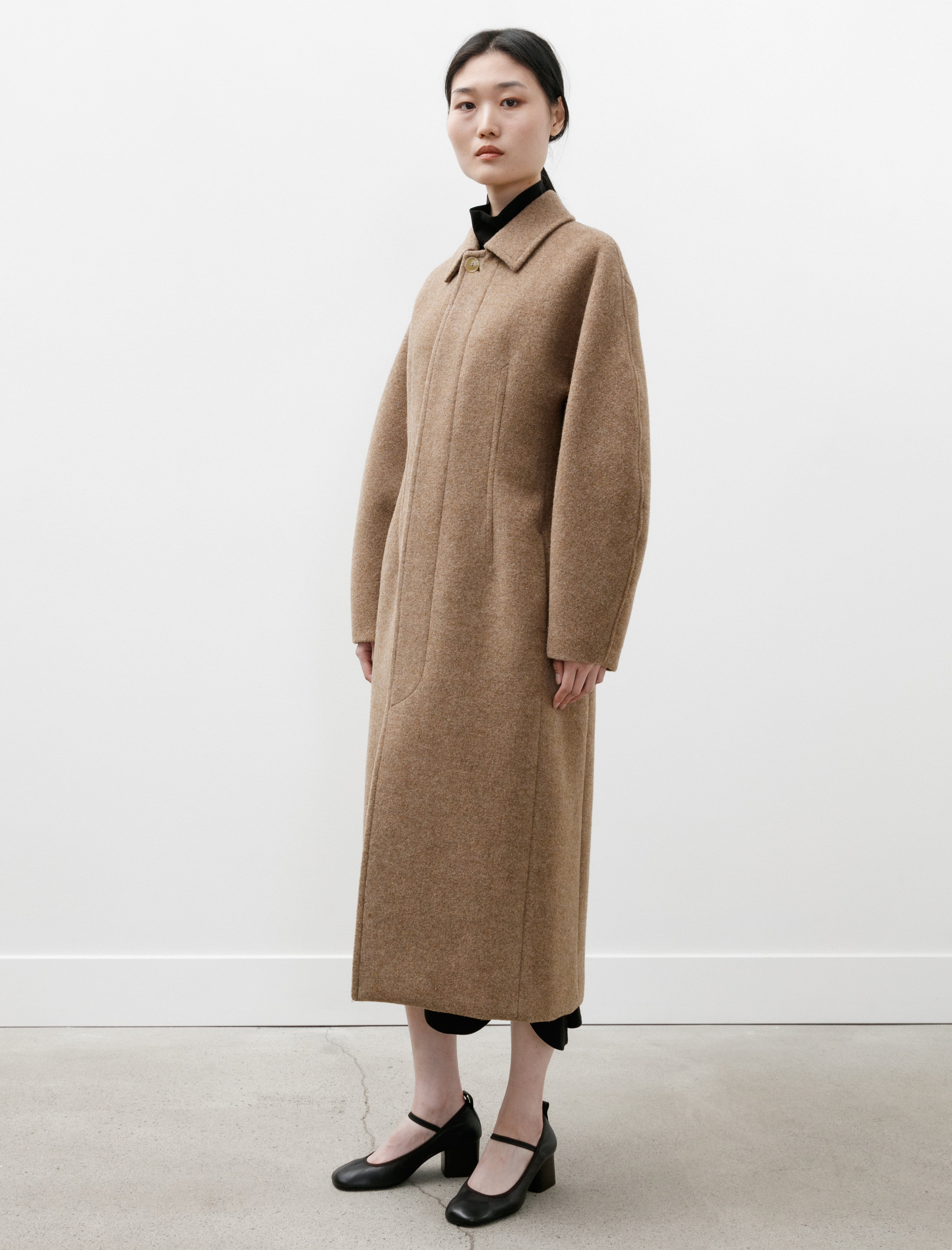 Auralee Sponge Wool Melton Soutien Collar Coat Top Brown