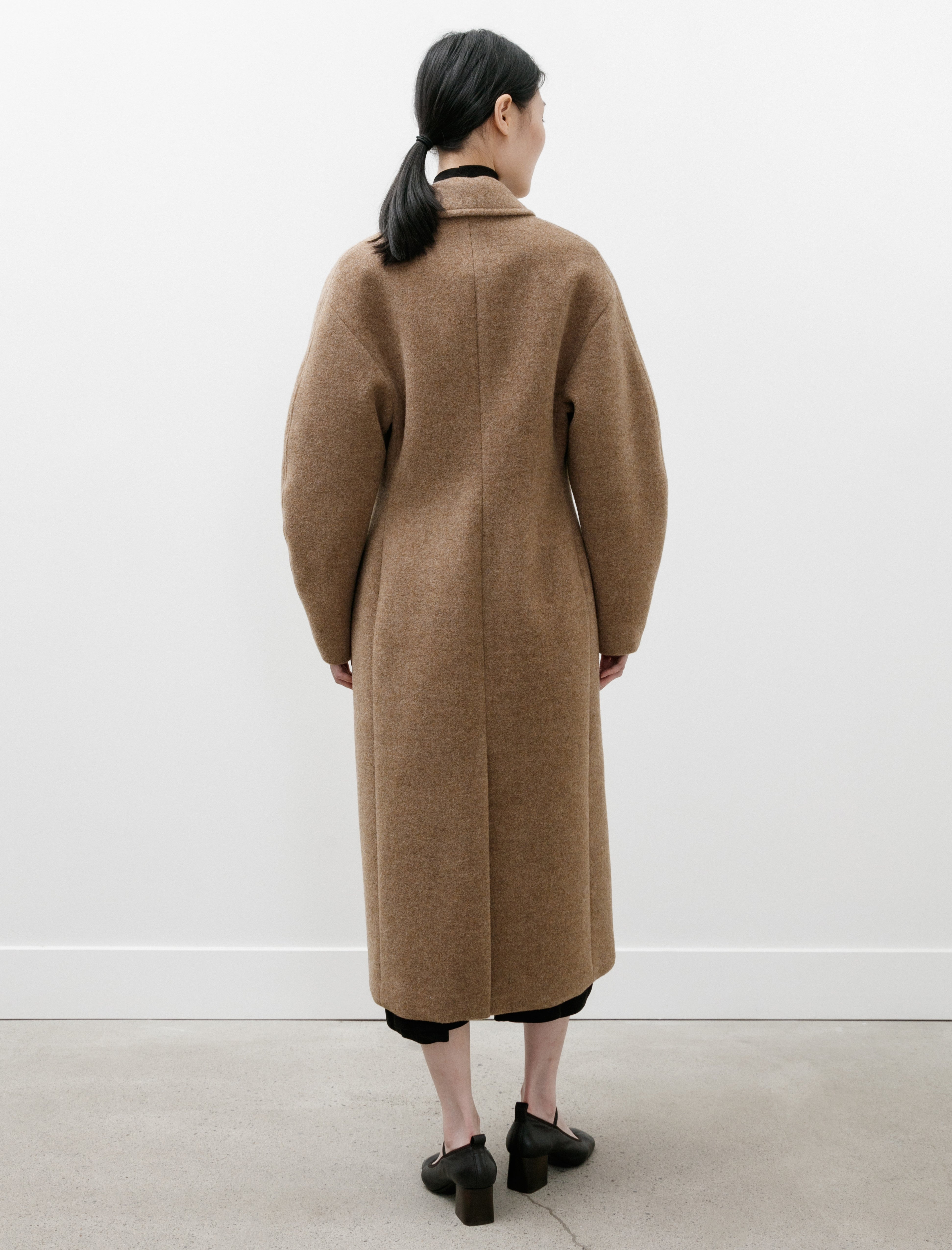 Auralee Sponge Wool Melton Soutien Collar Coat Top Brown