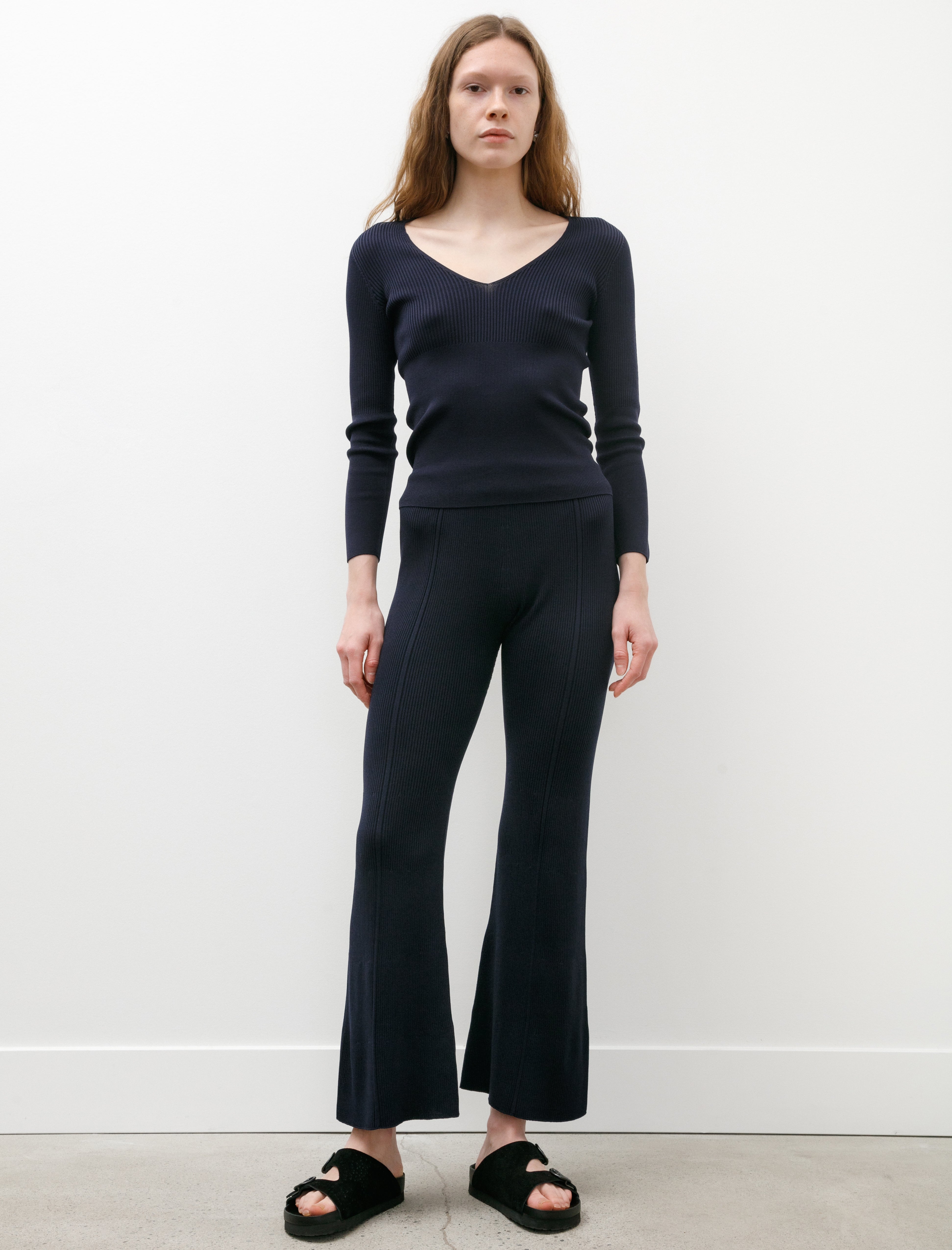 CFCL Rib Tight Flare Pants Navy