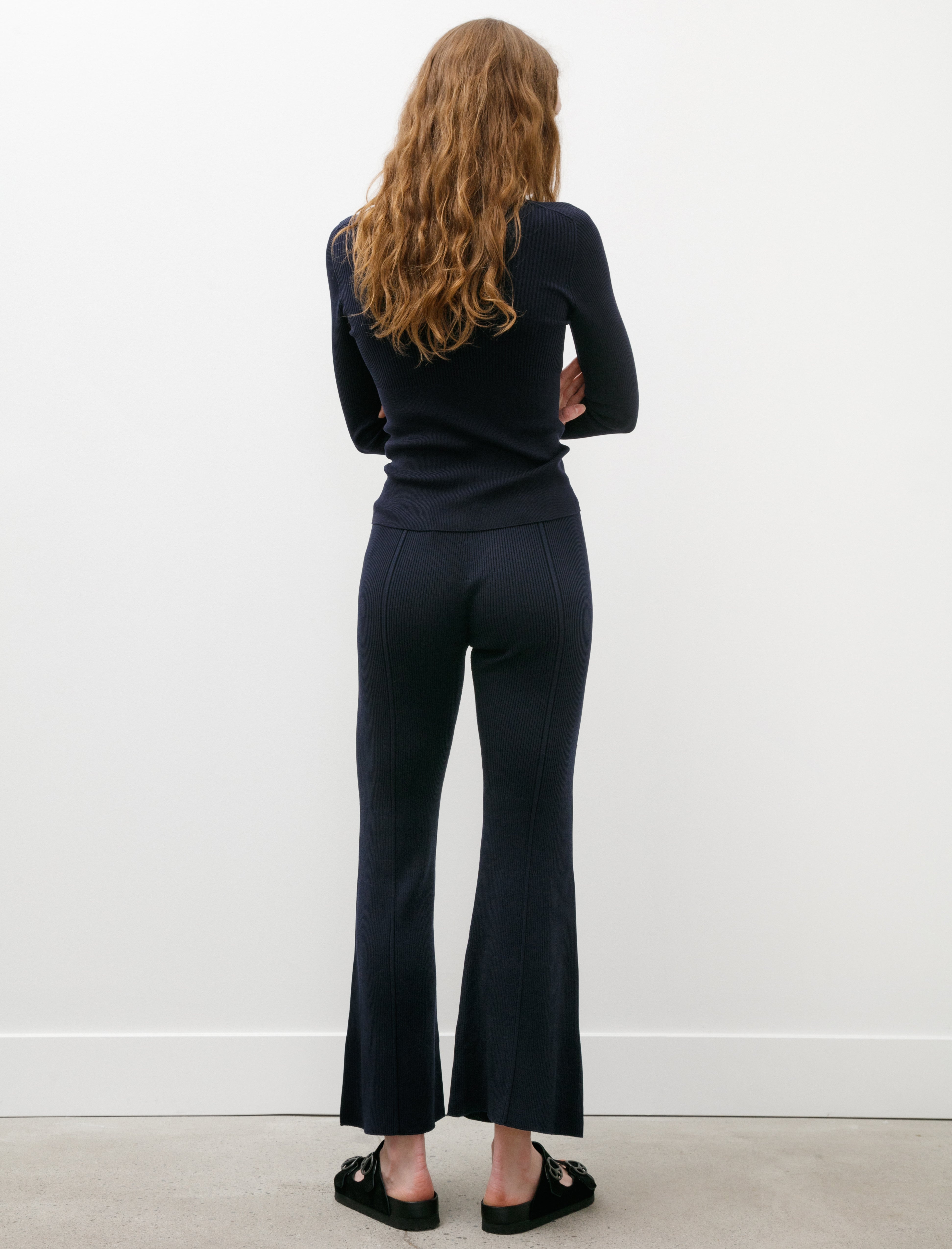 CFCL Rib Tight Flare Pants Navy