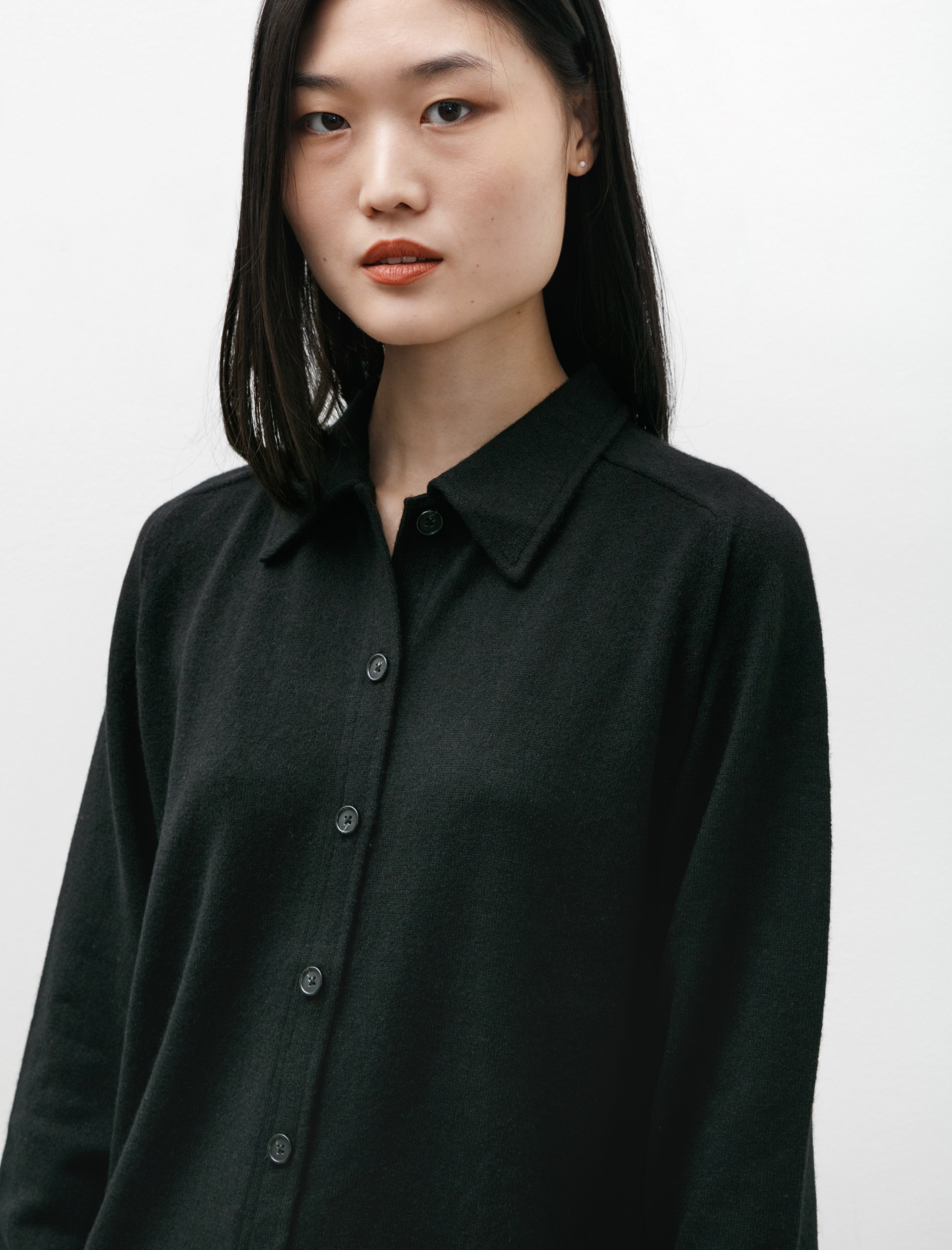 Totême Raglan Sleeve Cashmere Shirt Black