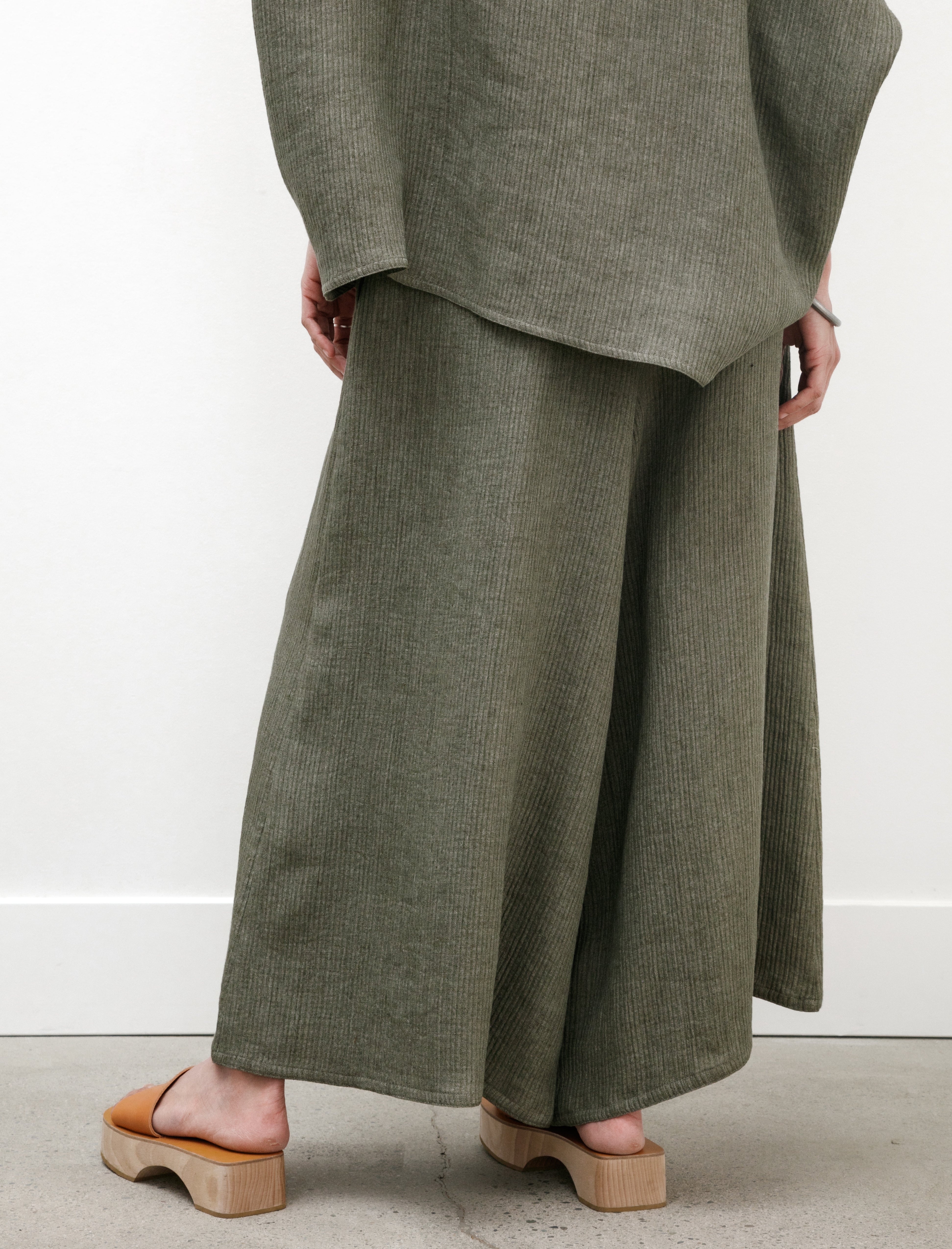 Dusan Gaucho Pants Wave Linen Military Green