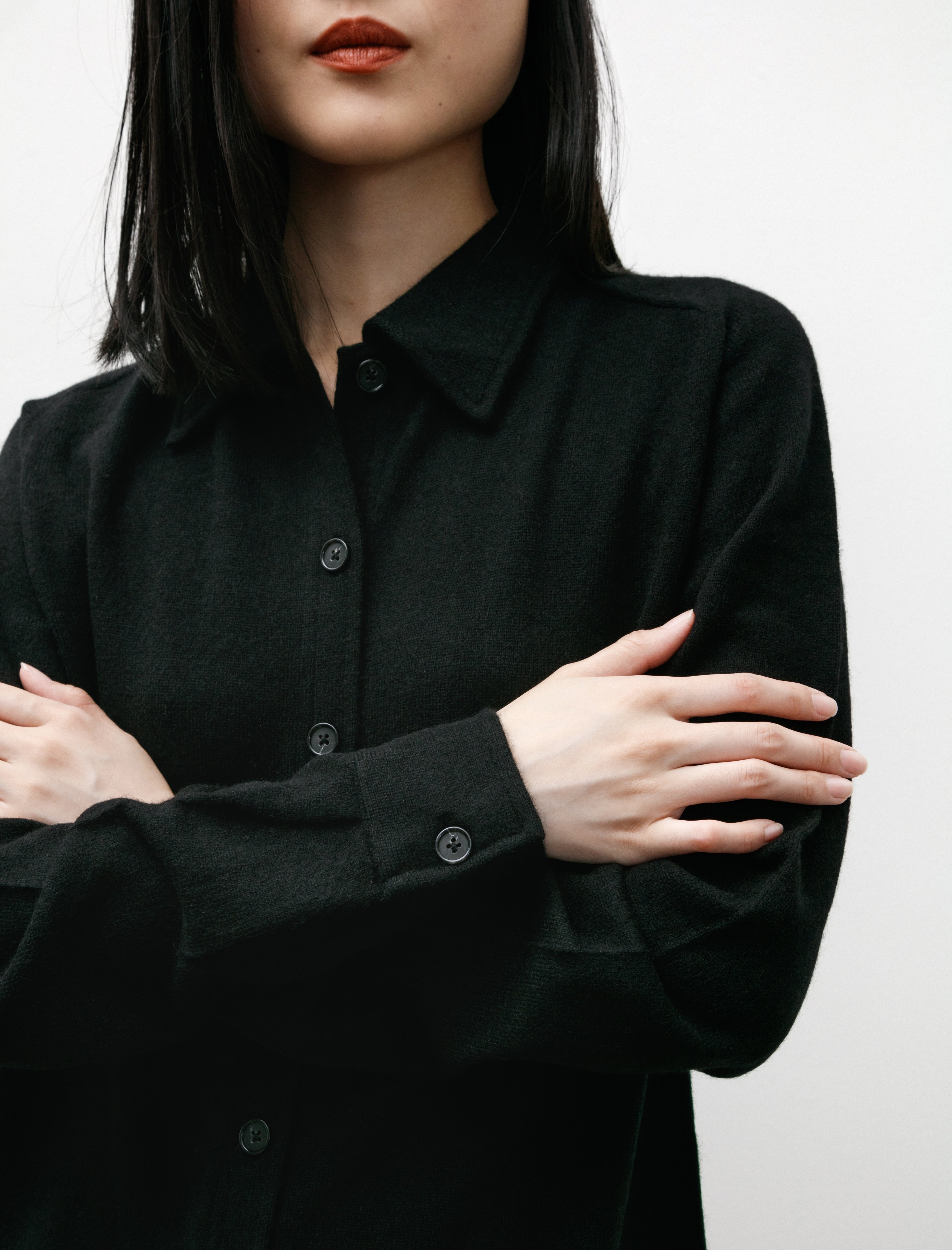 Totême Raglan Sleeve Cashmere Shirt Black