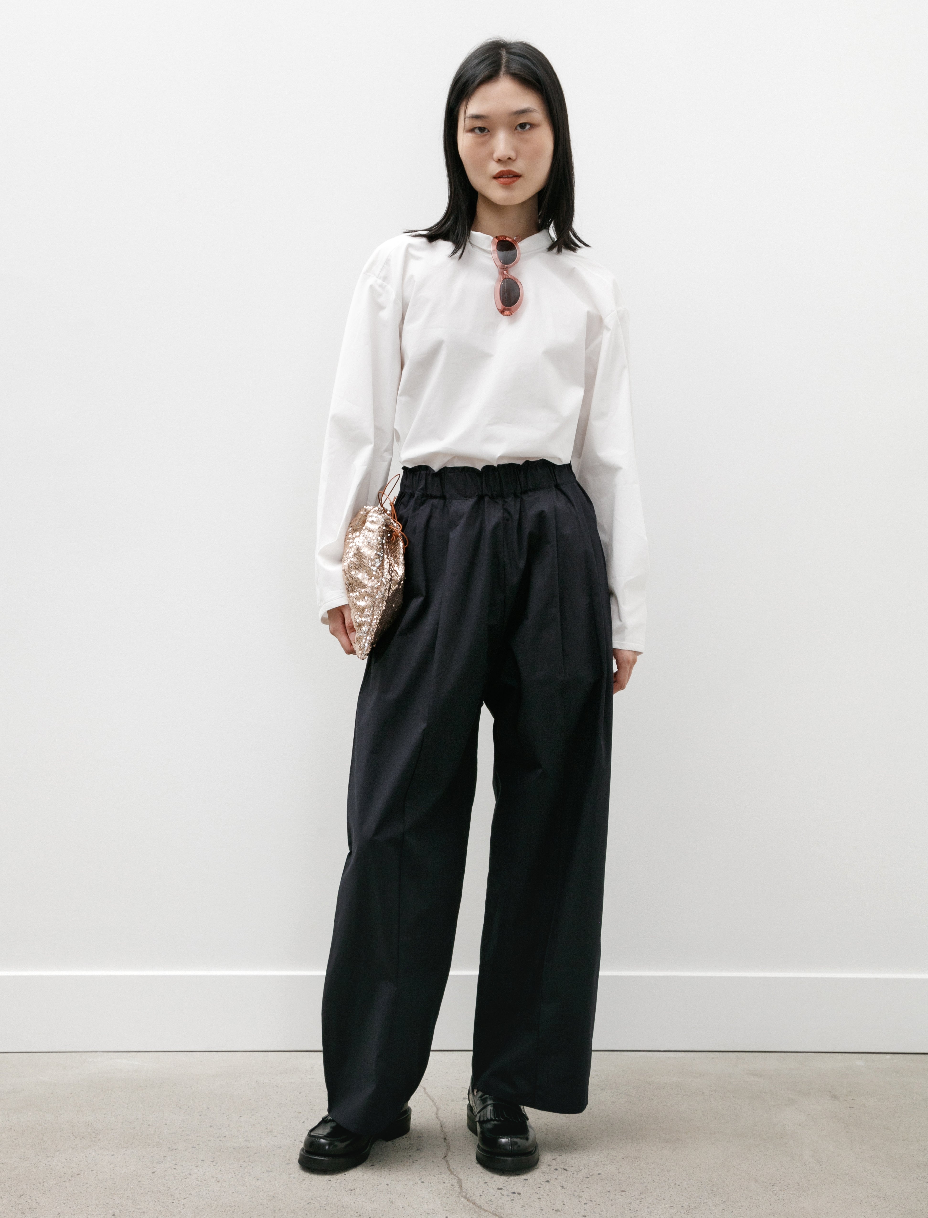 Eleph Luce Trousers Pintuck Navy Poplin