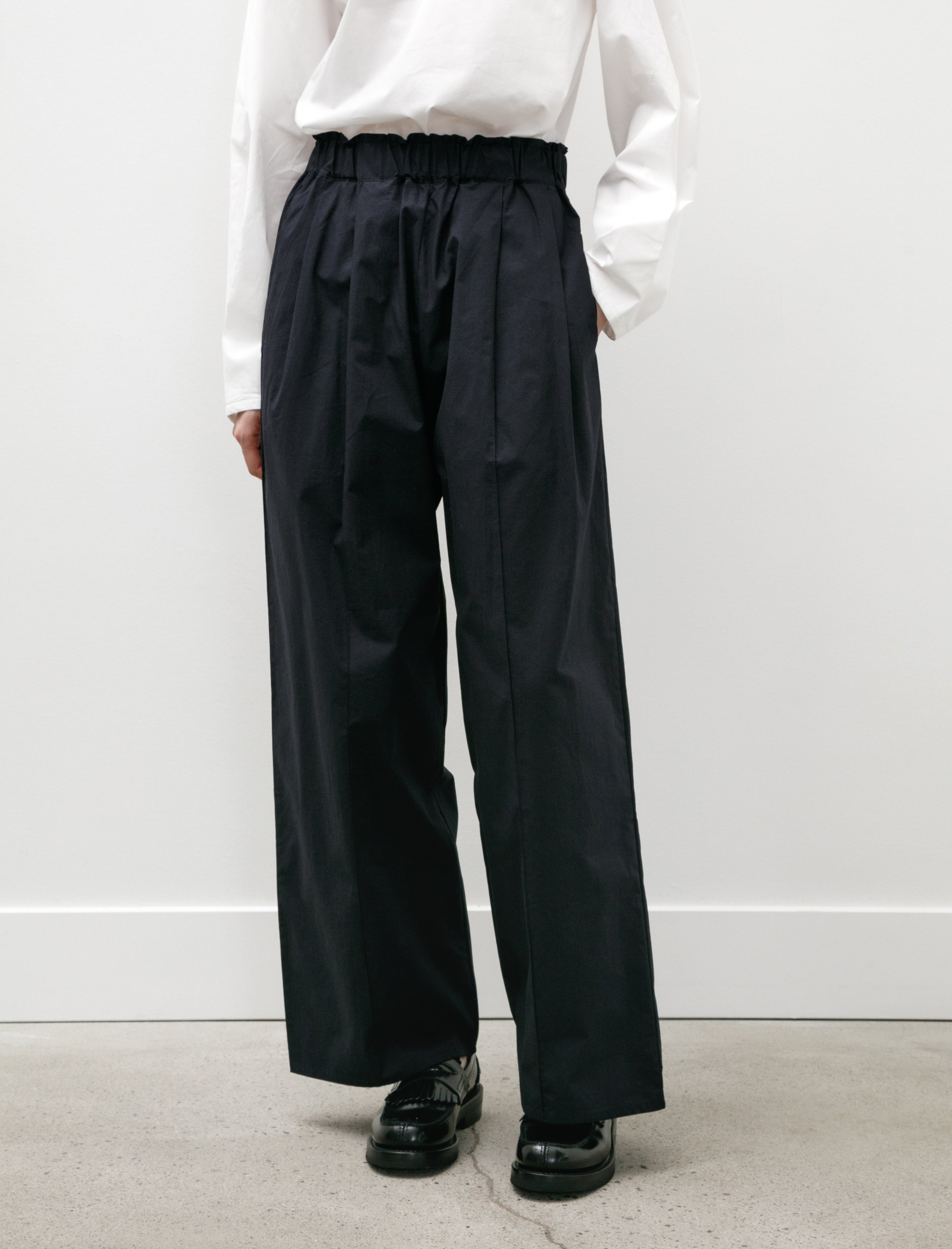 Eleph Luce Trousers Pintuck Navy Poplin