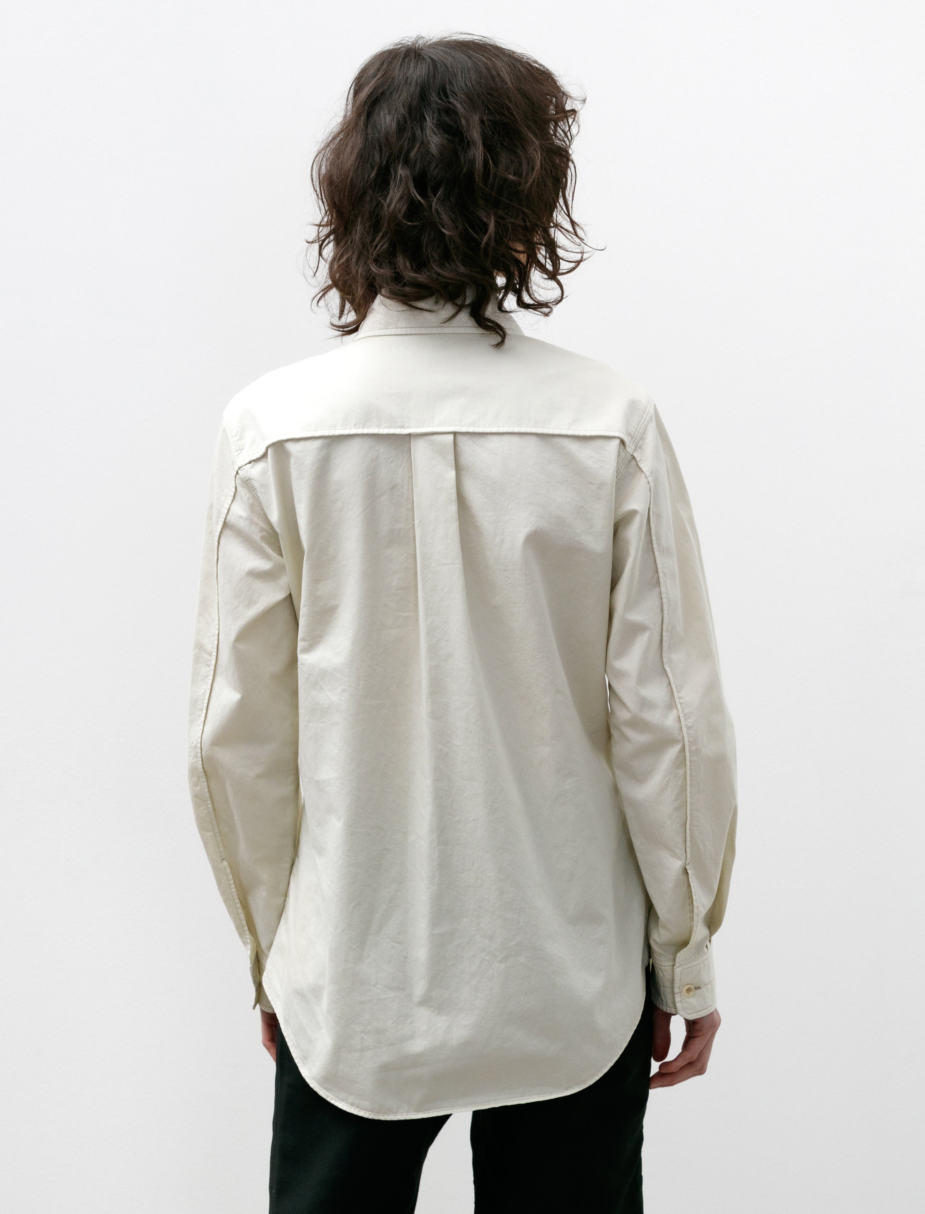 Lemaire Multi Topstitch Fitted Shirt Cream