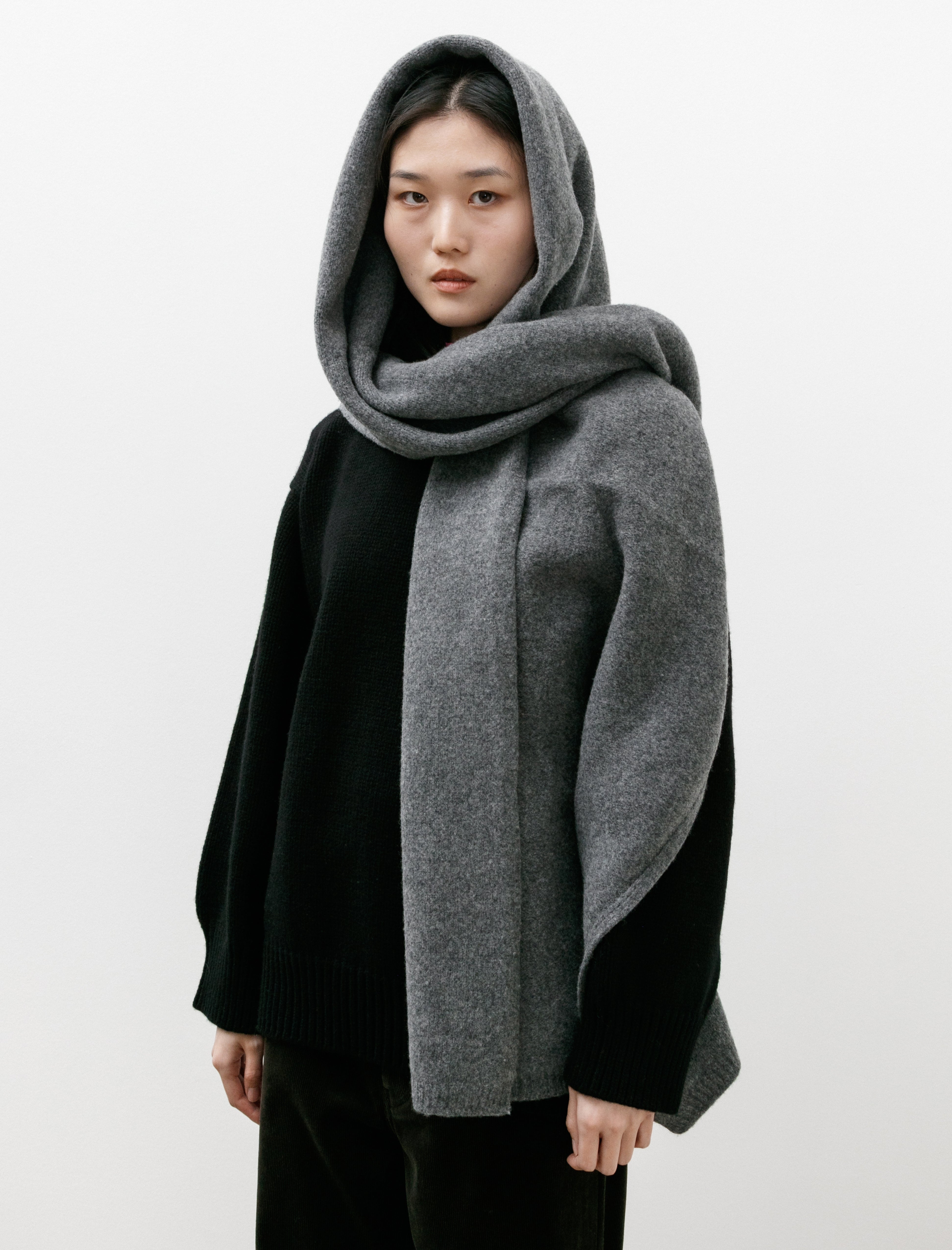 & Daughter Brea Oversized Felted Scarf Derby Grey