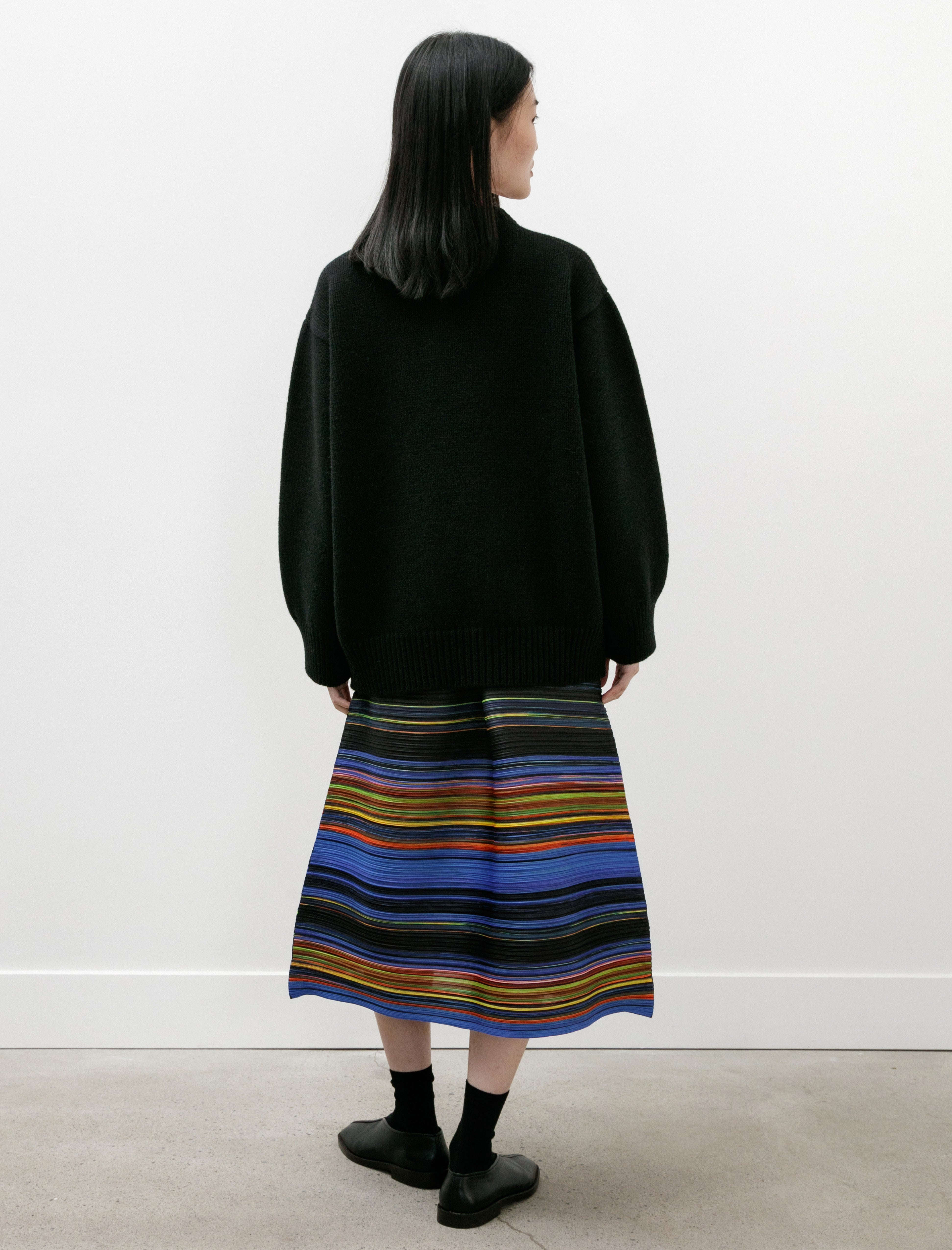 Pleats Please by Issey Miyake Warp Skirt Black Mix