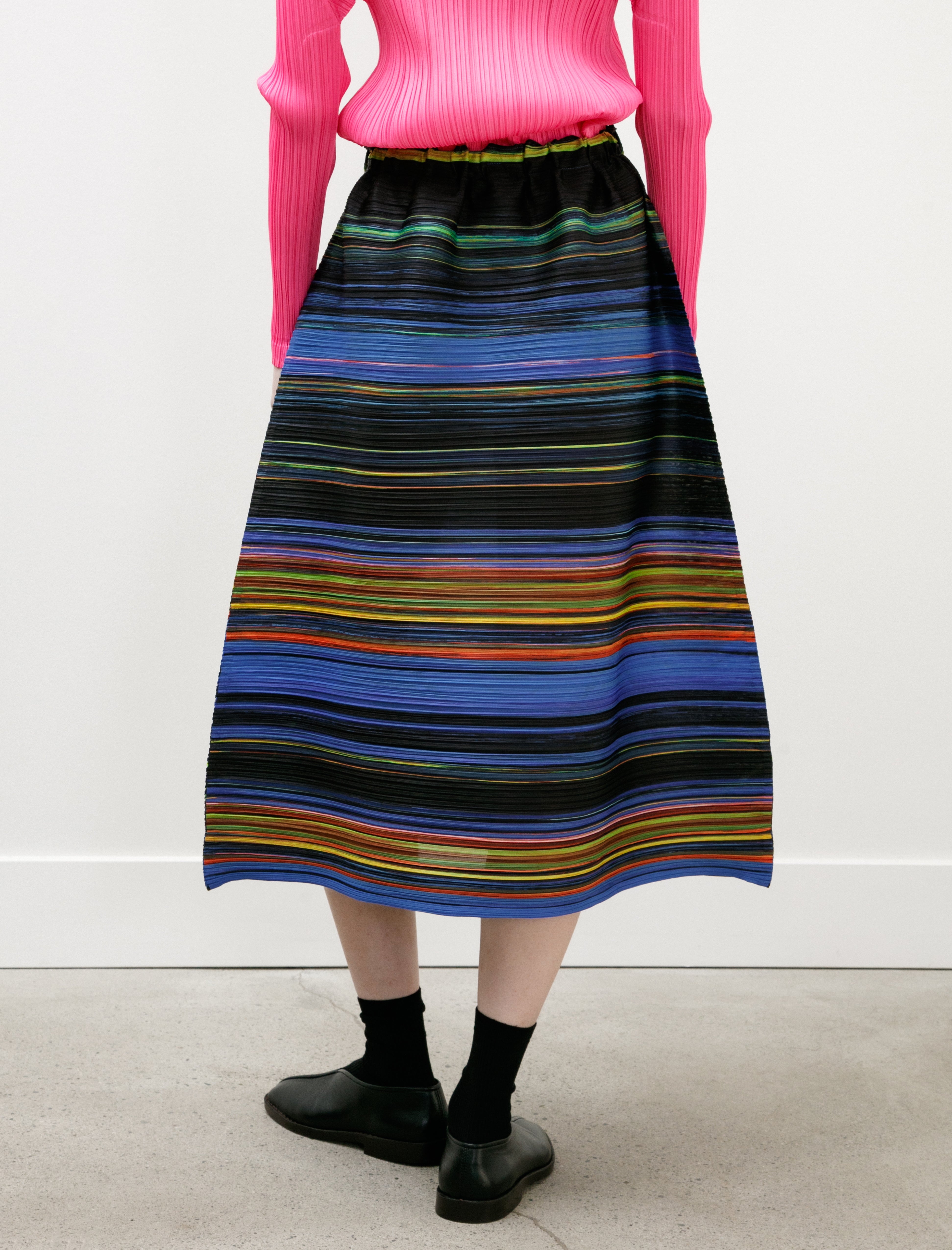 Pleats Please by Issey Miyake Warp Skirt Black Mix