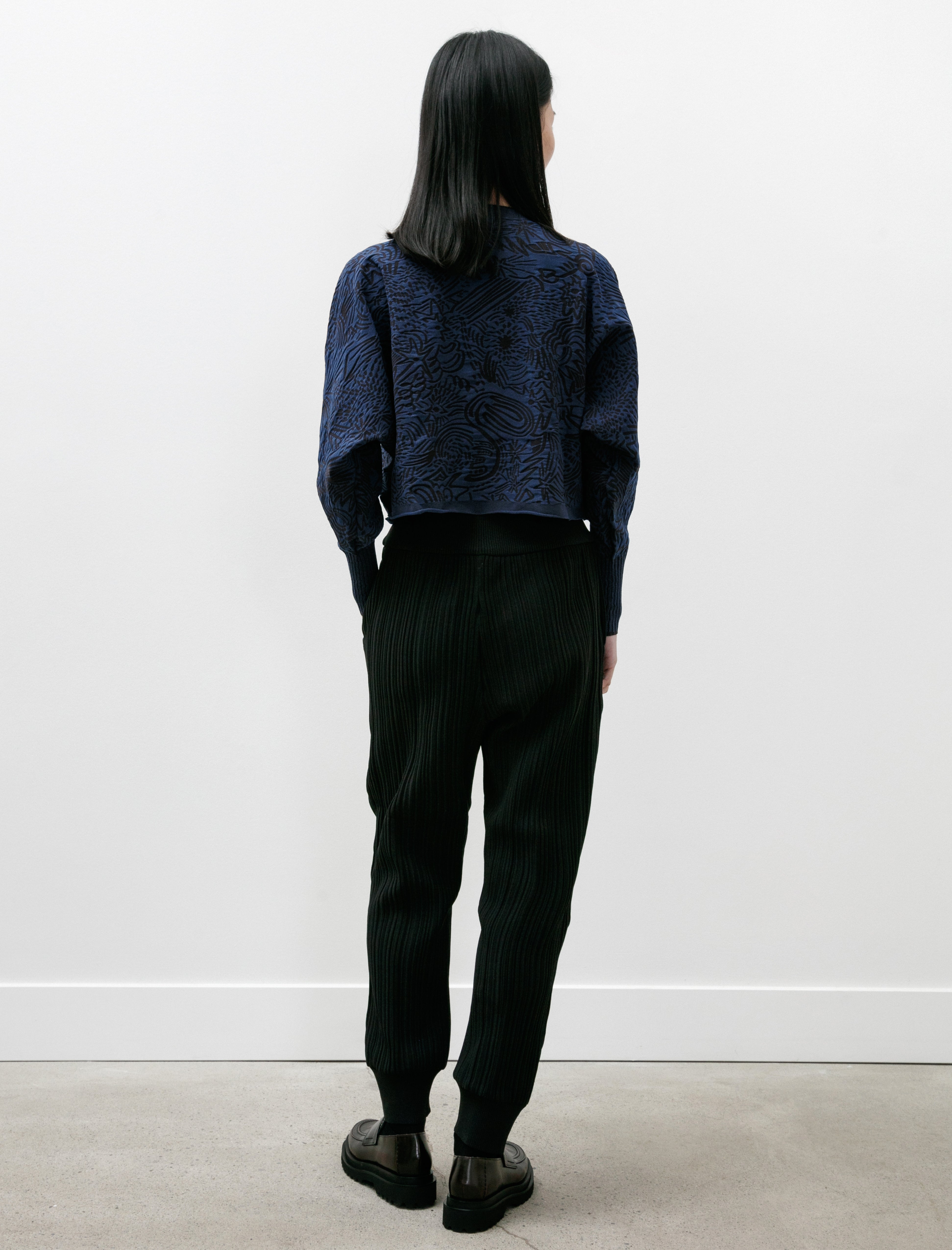 Pleats Please by Issey Miyake Crepe Knit Pants Black