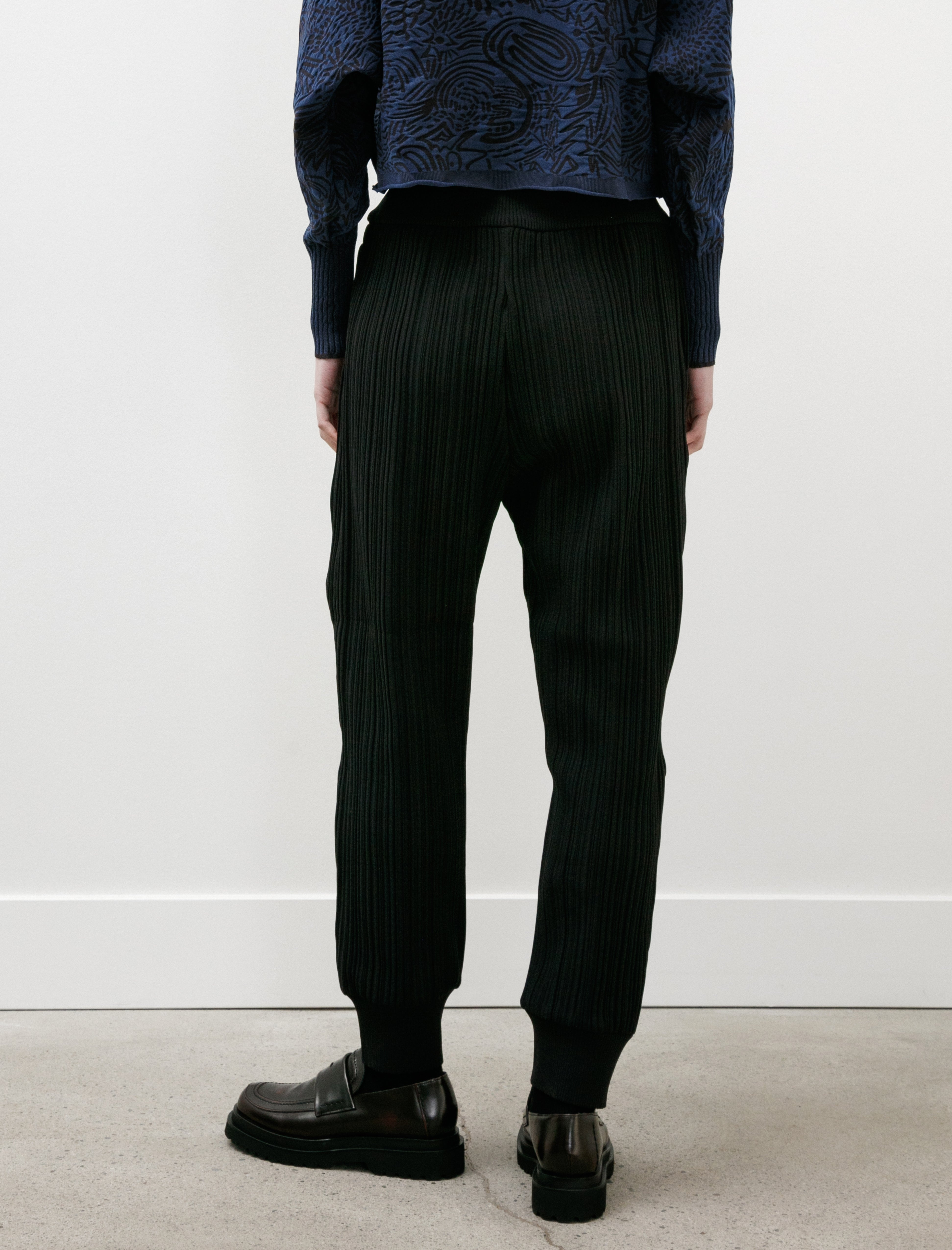 Pleats Please by Issey Miyake Crepe Knit Pants Black