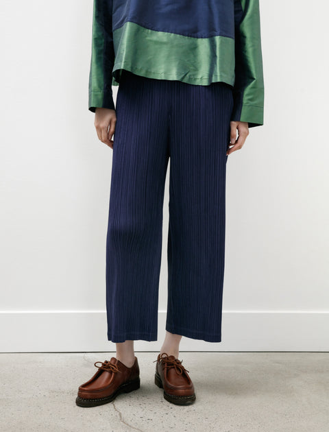 Pleats Please by Issey Miyake Thicker Bottoms Straight Pants Navy