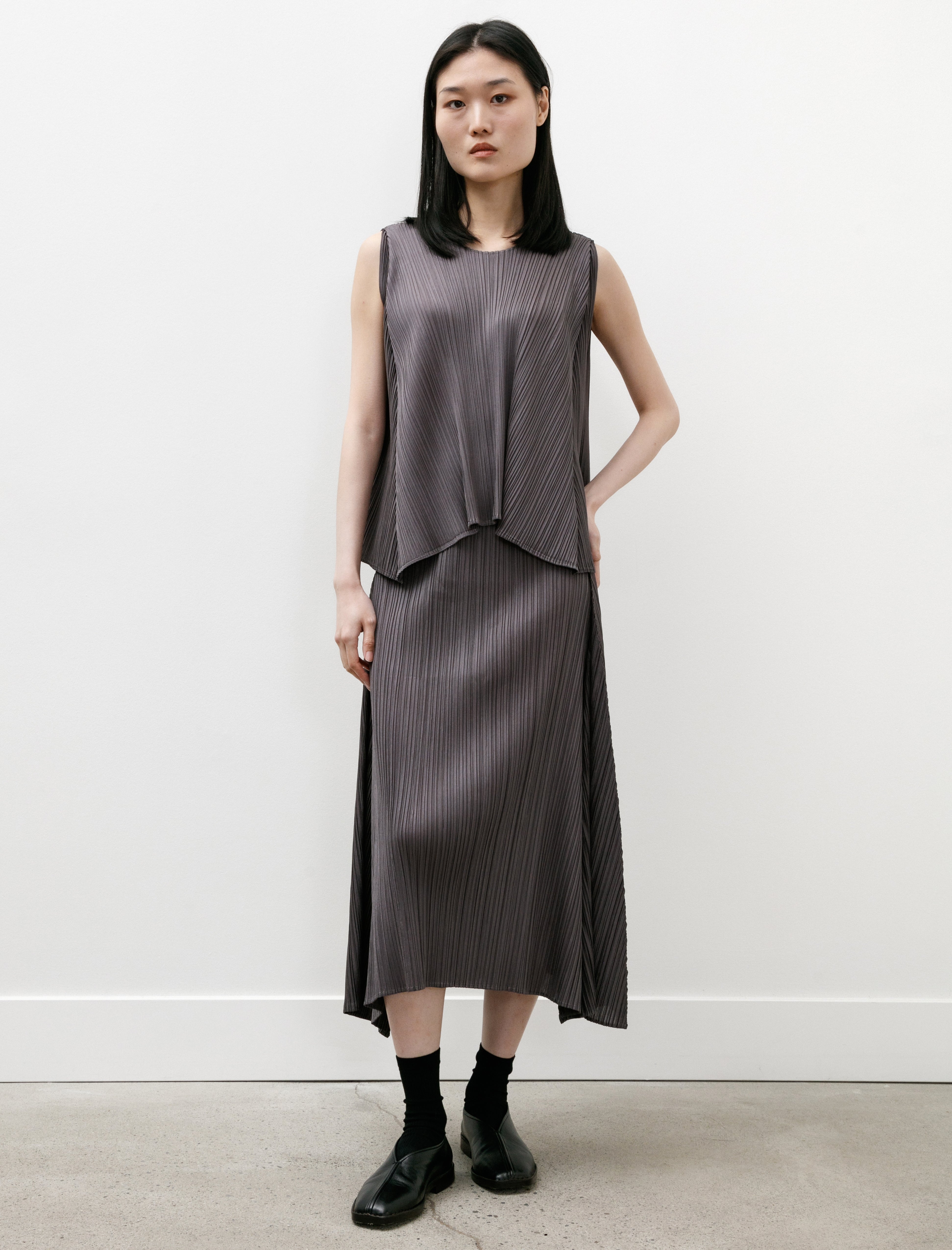 Pleats Please by Issey Miyake Efficient Square Skirt Grey