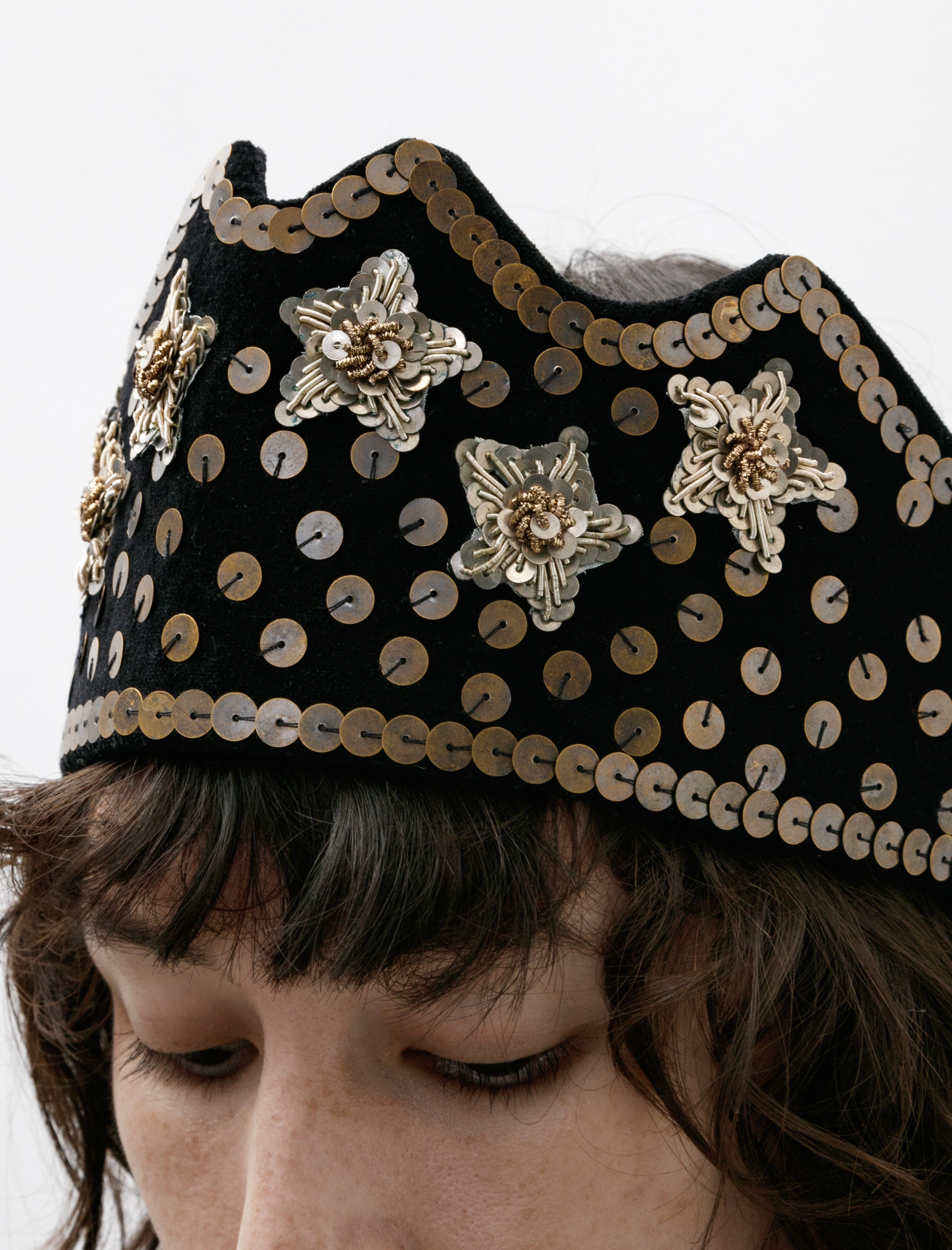 Bode Velvet Sequin Crown Black